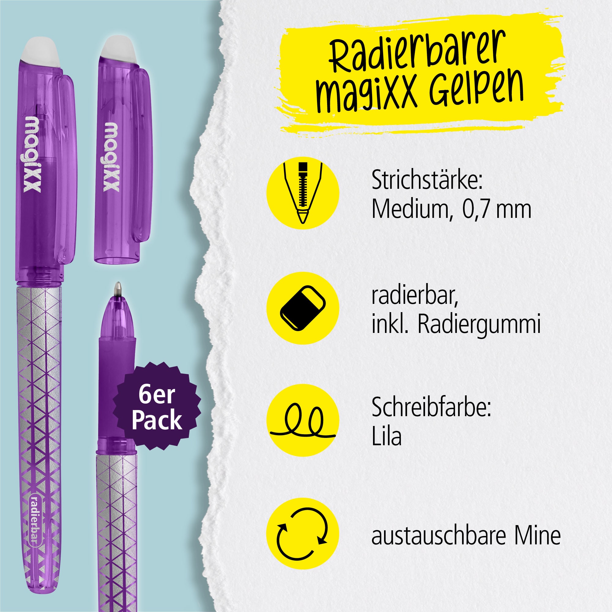 erasable gel-pen ONLINE magiXX Classic lilac, pack of 6