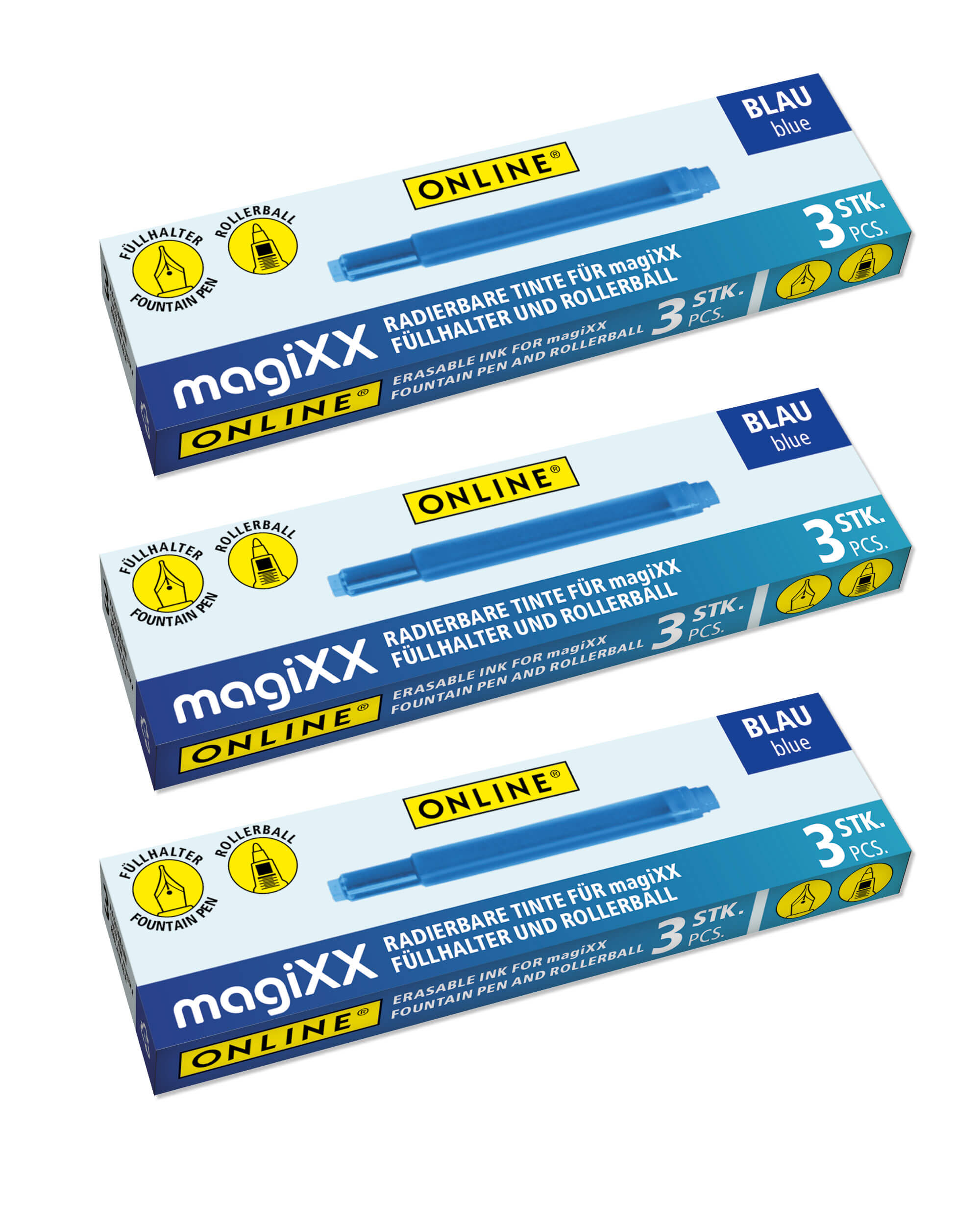 9x erasable ink cartridges for magiXX Fountain Pen, Maxipack