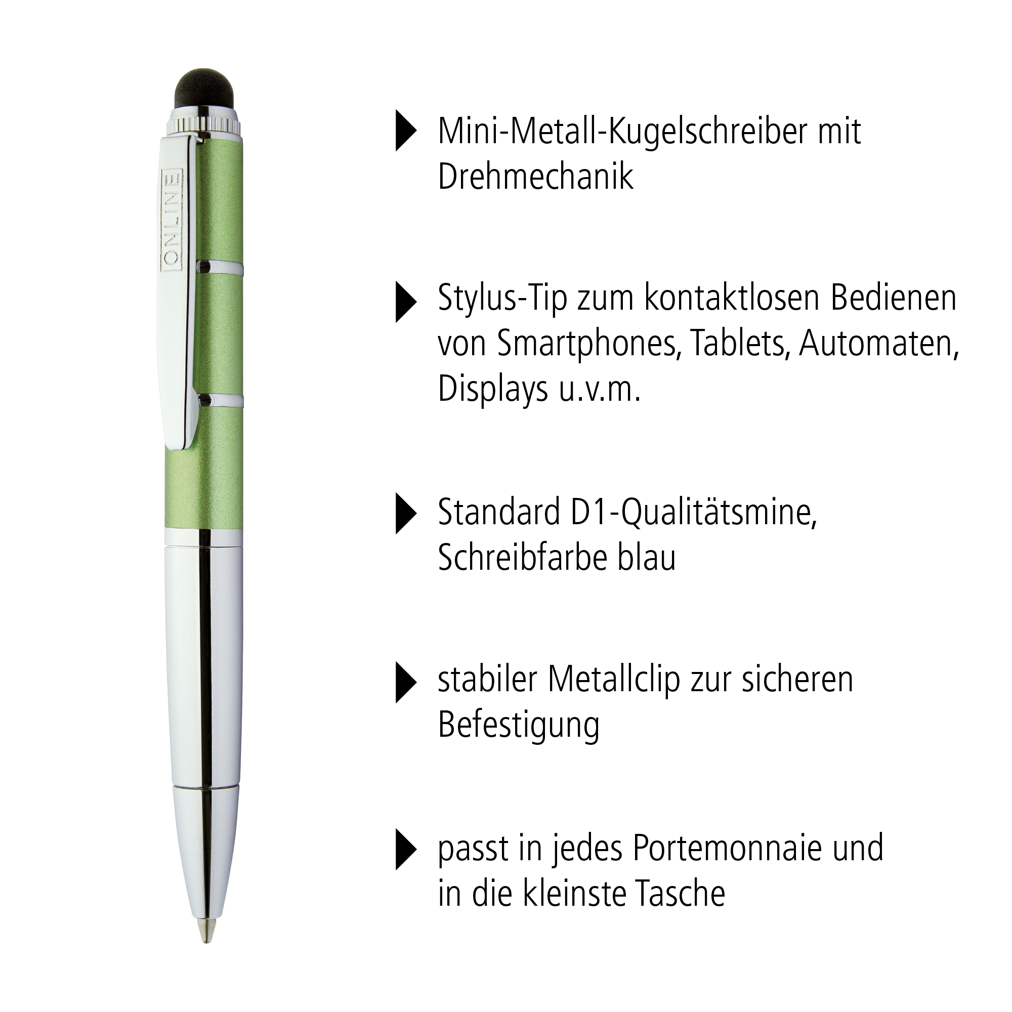 Online Piccolo Drehkugelschreiber Mit Stylus – Turquoise, 11 Cm, Mit D1-Mine & Touchscreen-Bedienung