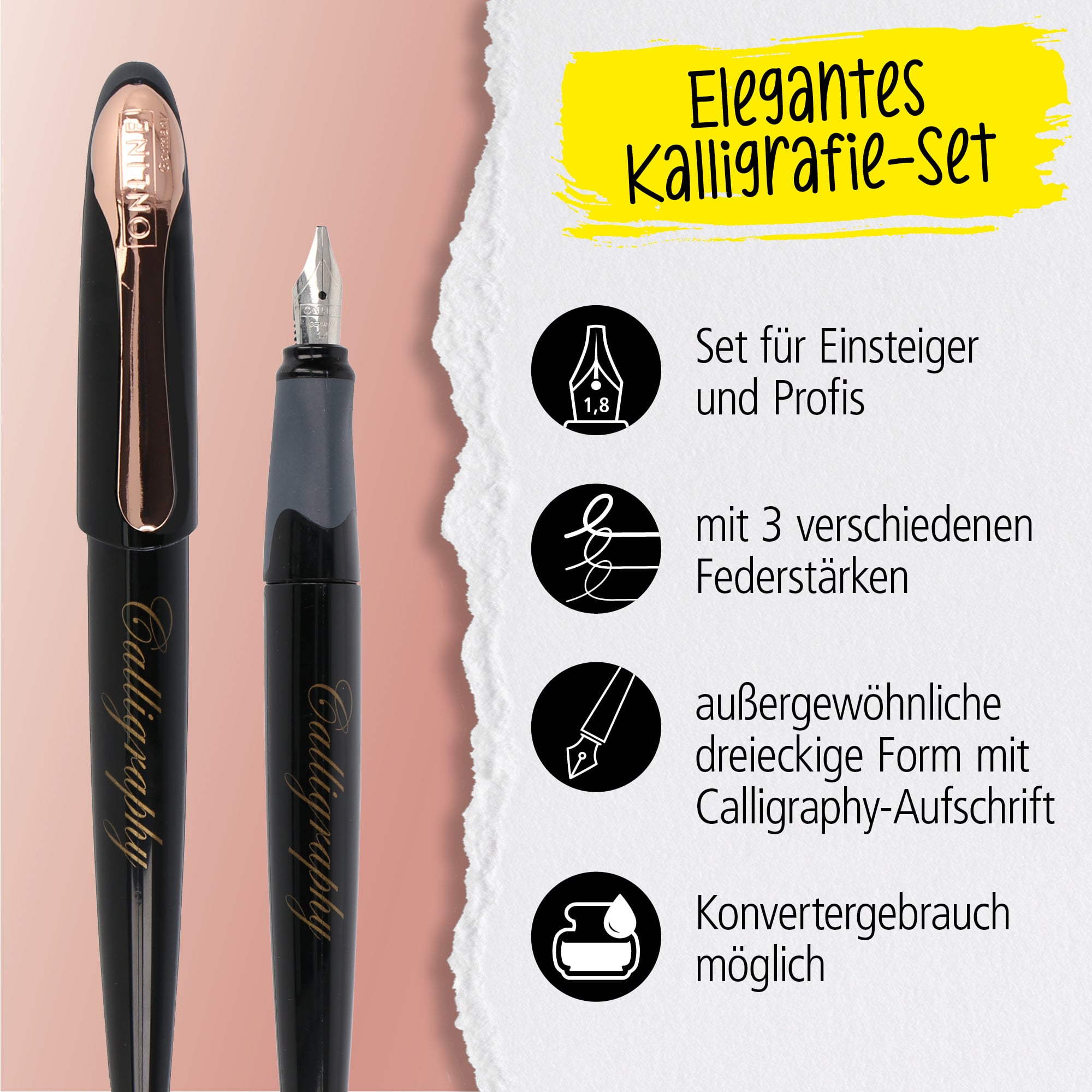 Calligraphy Fountain Pen set with 3 nibs