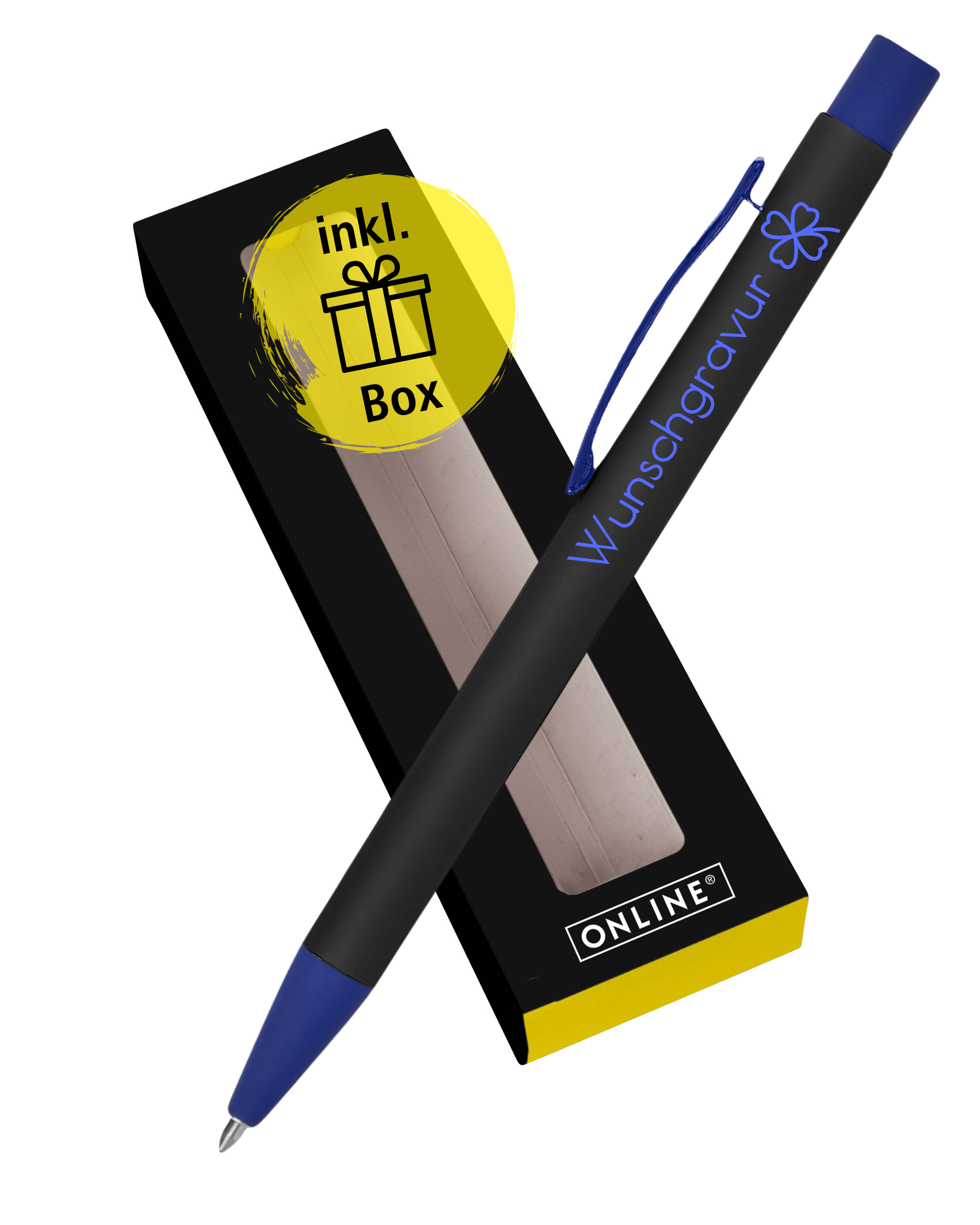 Kugelschreiber Soft Metal Black'n Blue mit Gravur