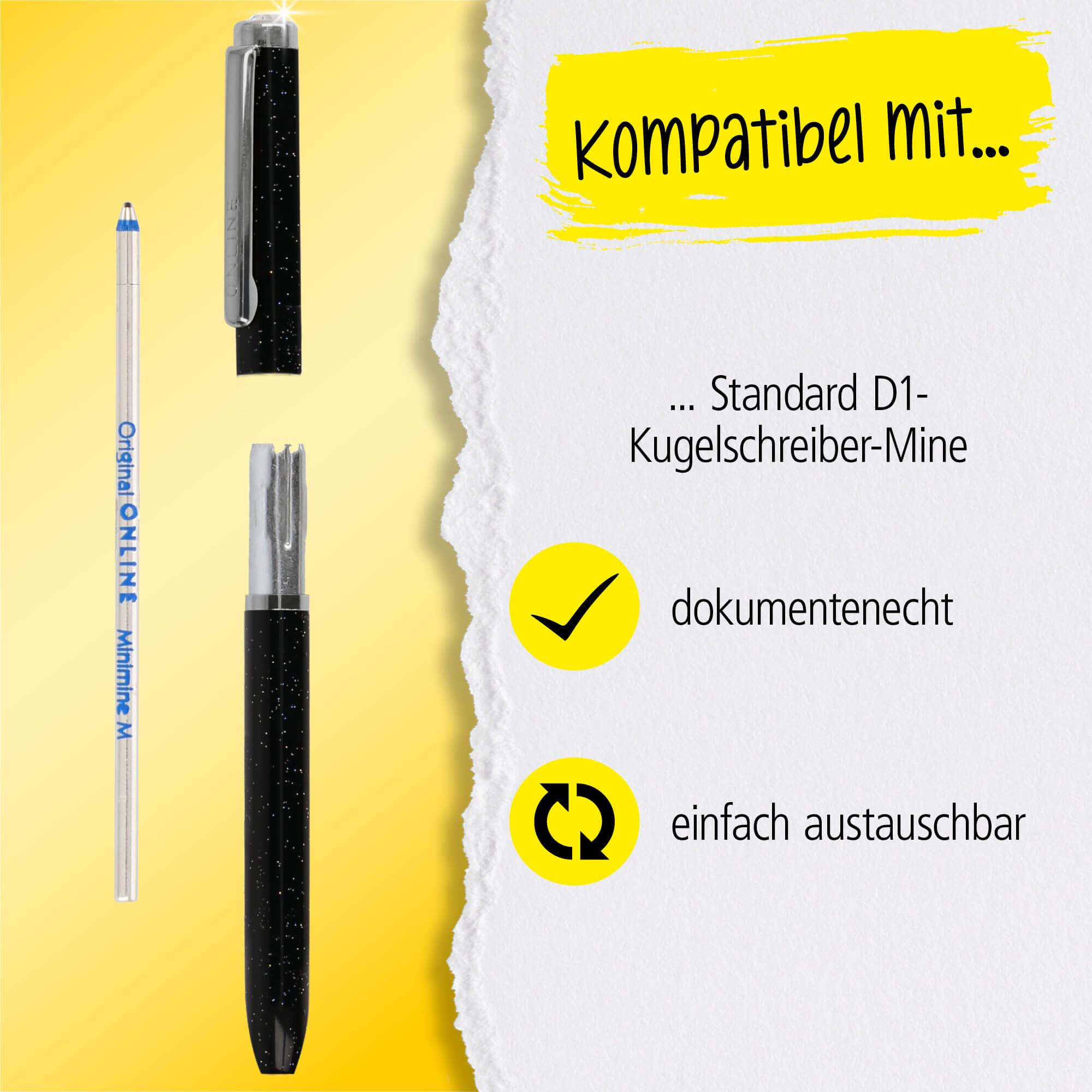 Drehkugelschreiber Mini Portemonnaie Crystal Black