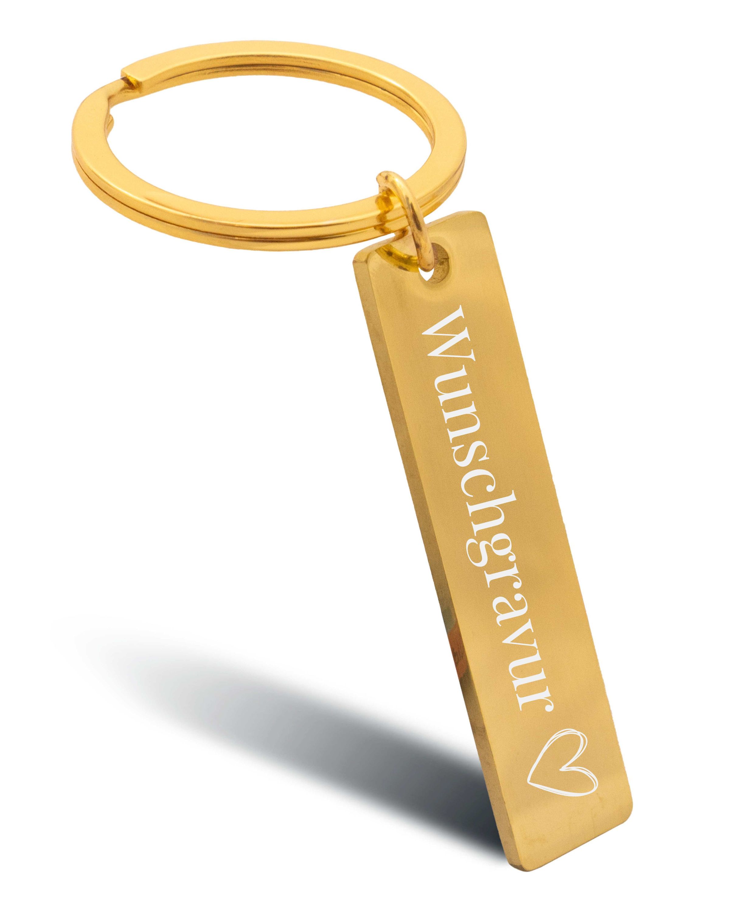 Schlüsselanhänger Plättchen Gold Personalisiert
