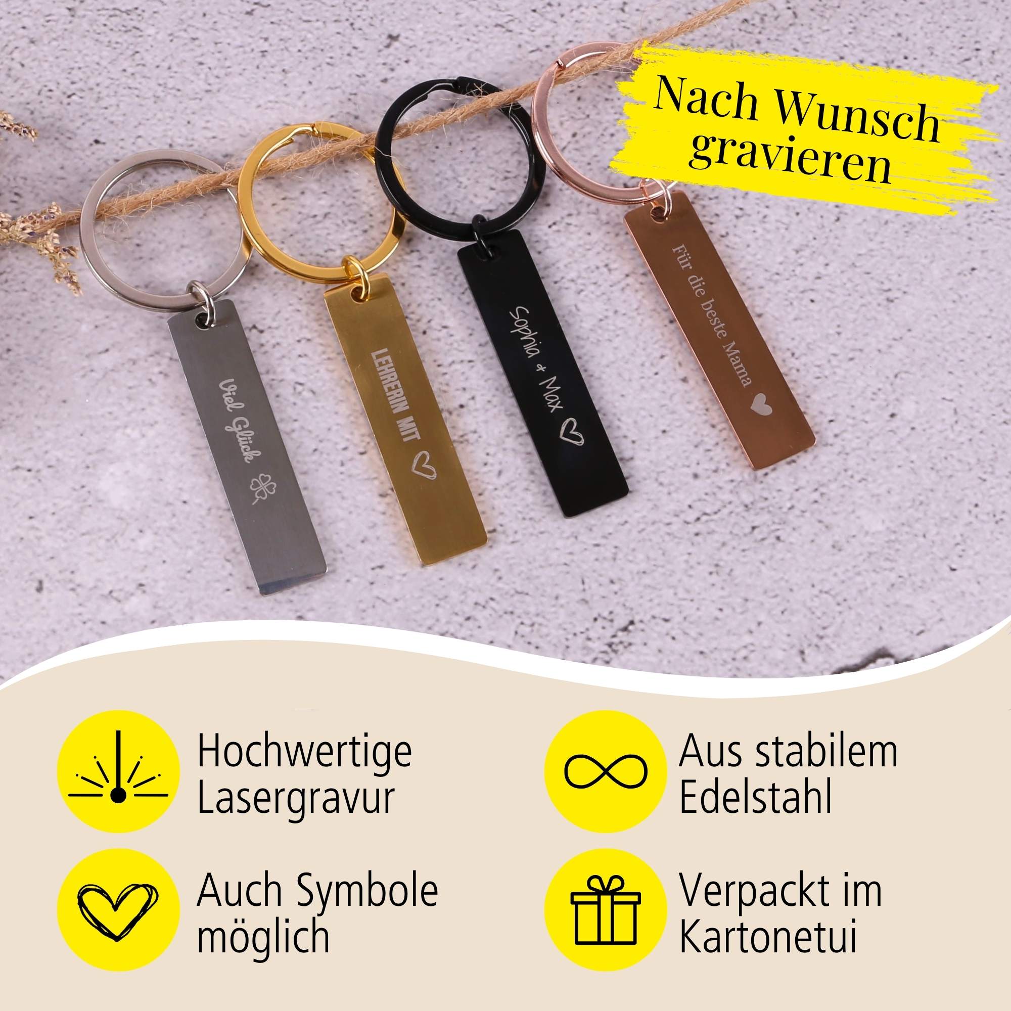 Schlüsselanhänger Plättchen Silver Personalisiert