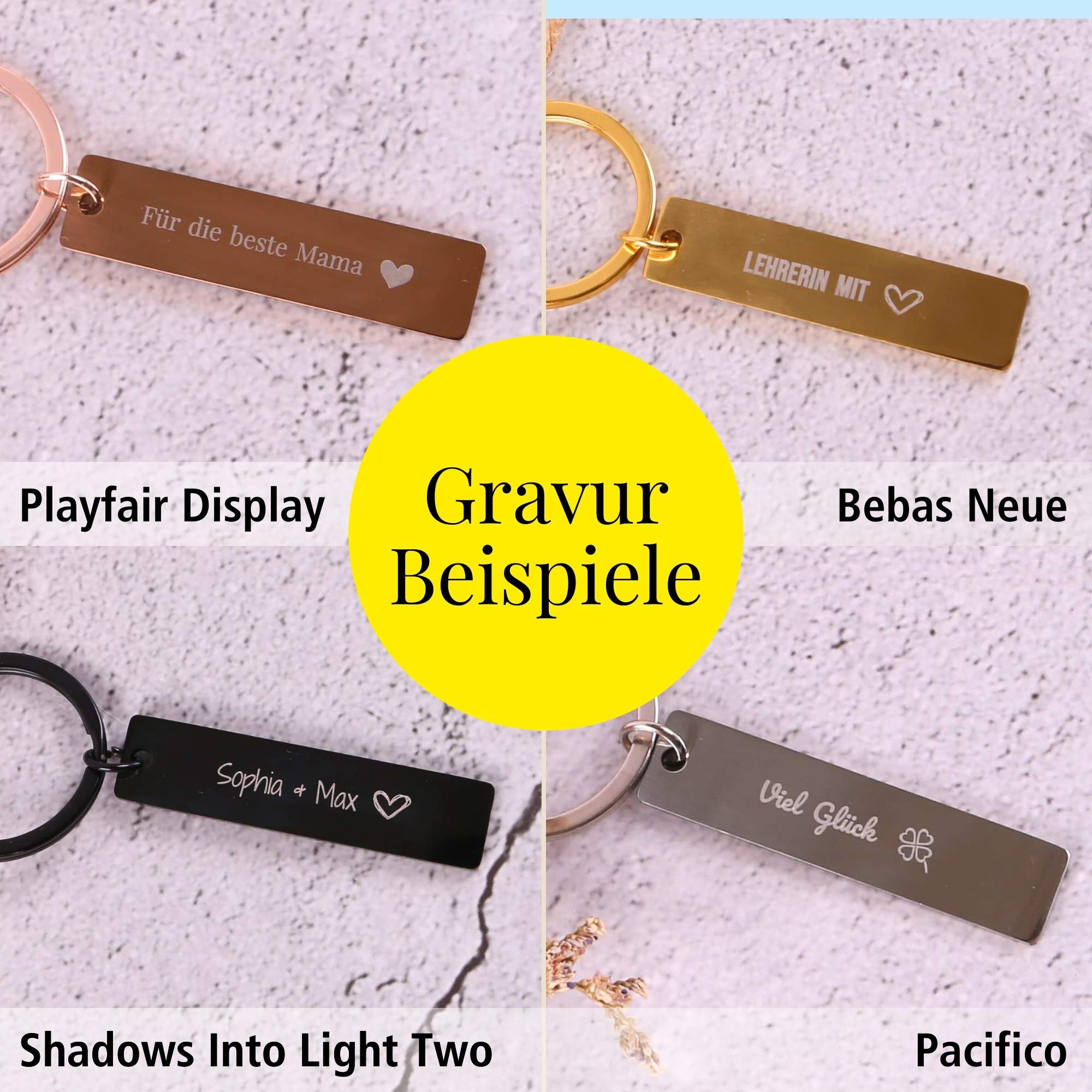 Schlüsselanhänger Plättchen Silver Personalisiert