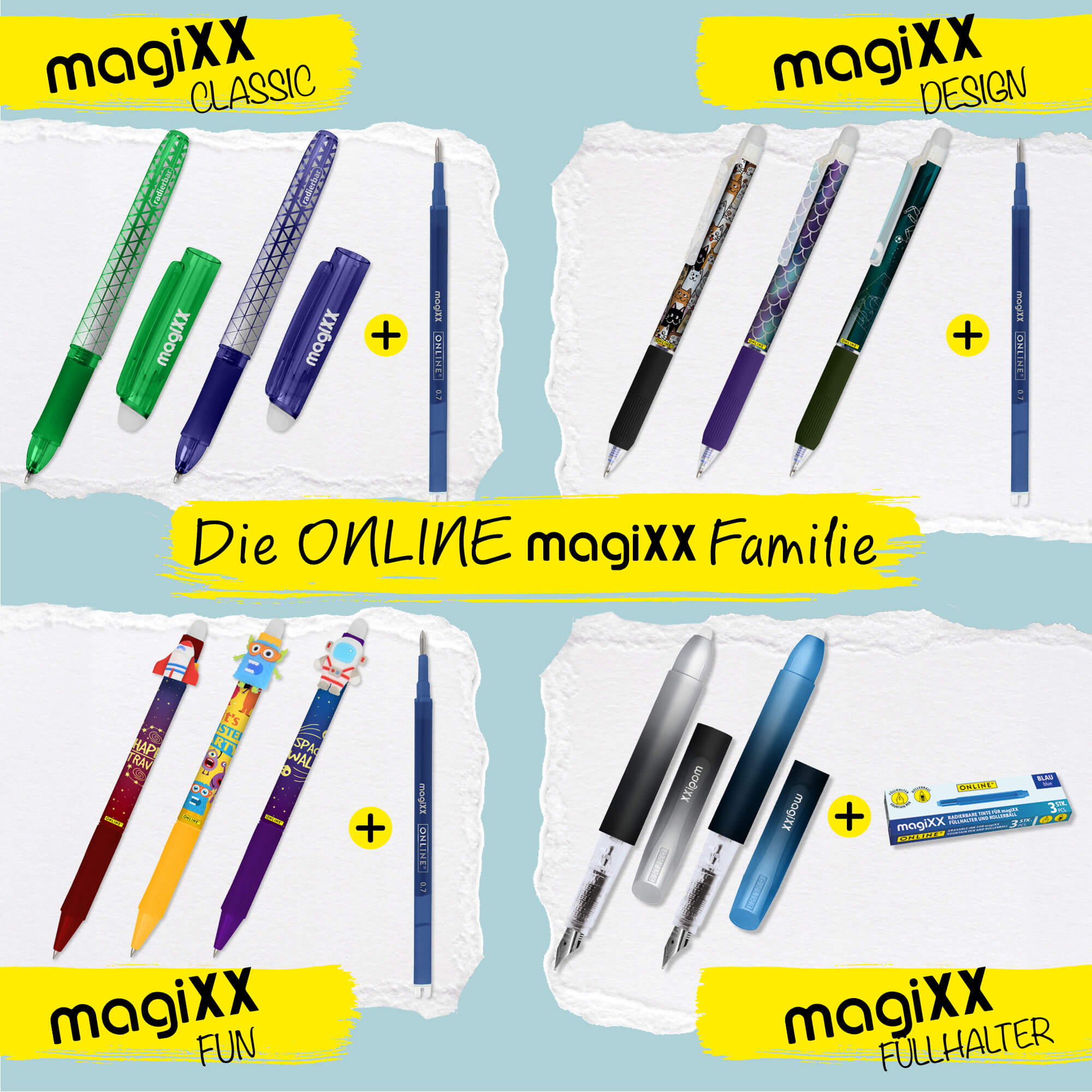 9x erasable ink cartridges for magiXX Fountain Pen, Maxipack