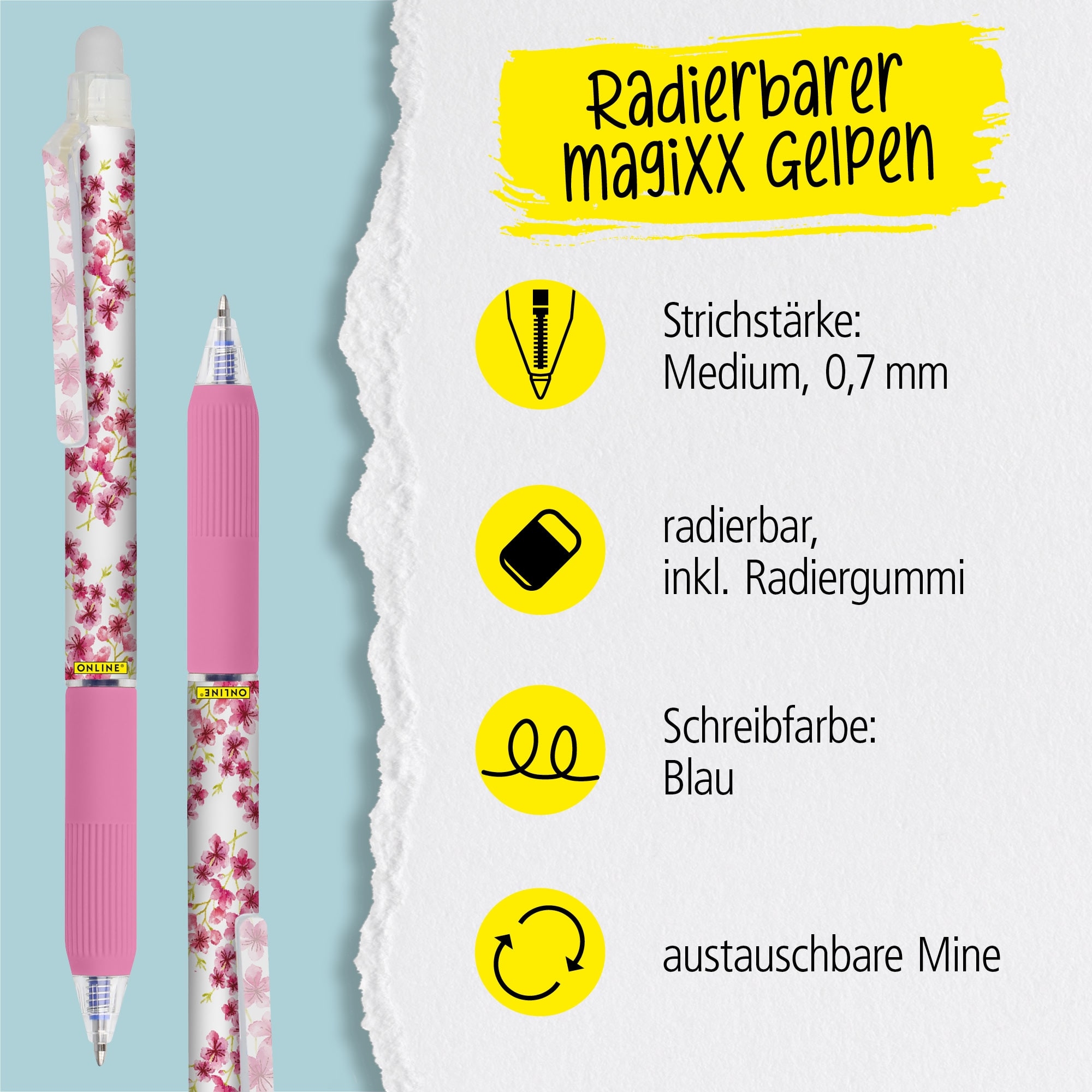 Erasable gel pen ONLINE magiXX Design Cherry Blossom