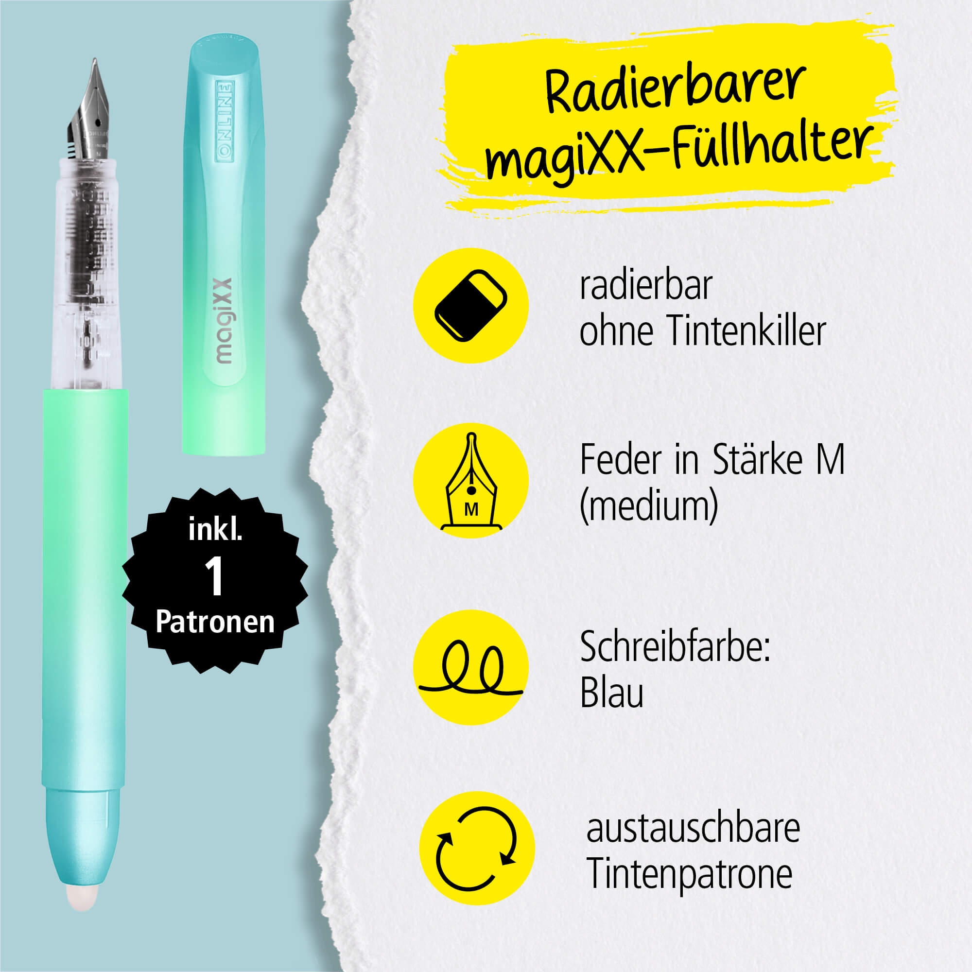 Radierbarer Füller ONLINE magiXX Turquoise Dream Radierbarer Füller ONLINE magiXX Turquoise Dream