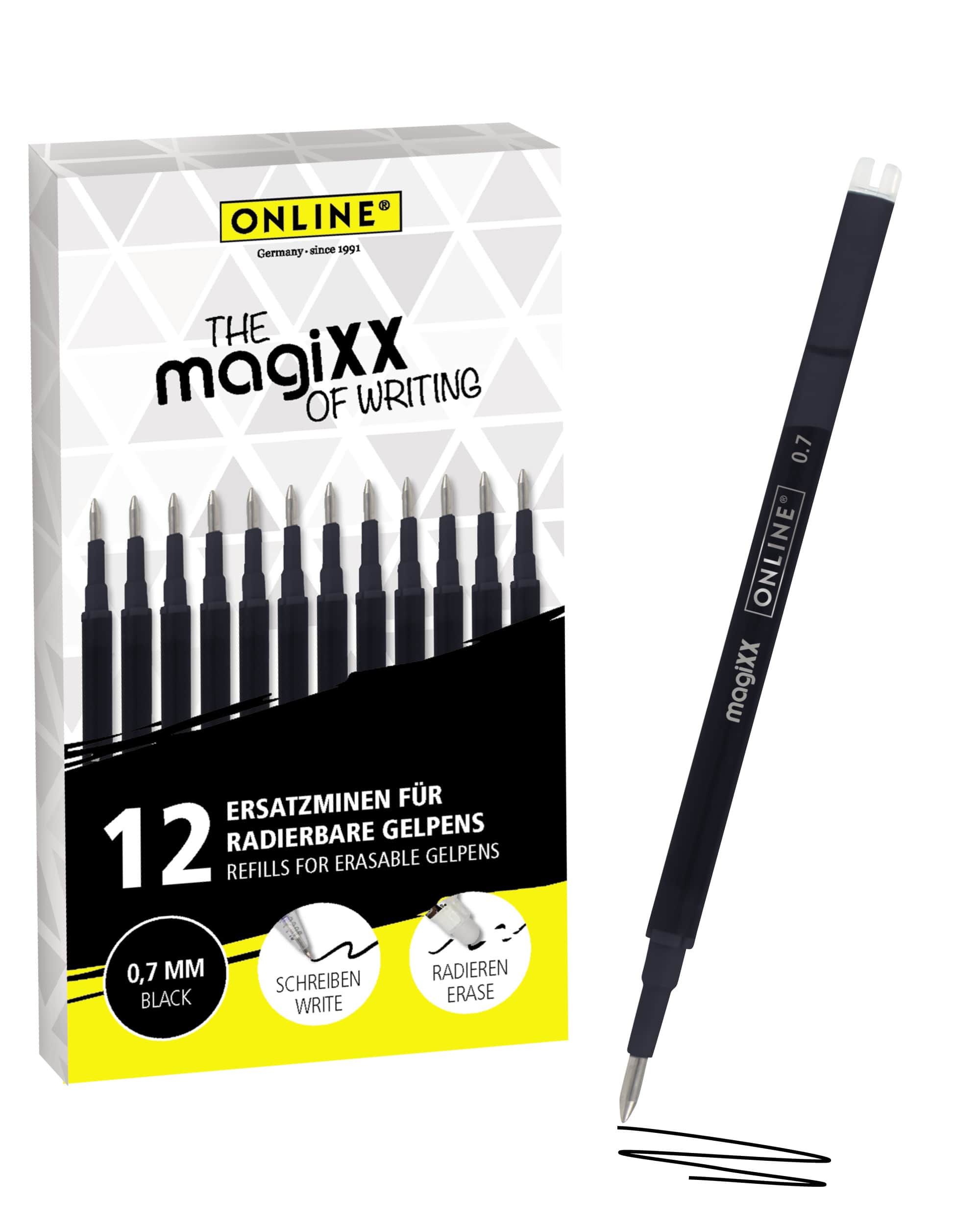 Erasable refills for ONLINE magiXX gel-pens - 0,7 mm black Erasable refills for ONLINE magiXX gel-pens - 0,7 mm black