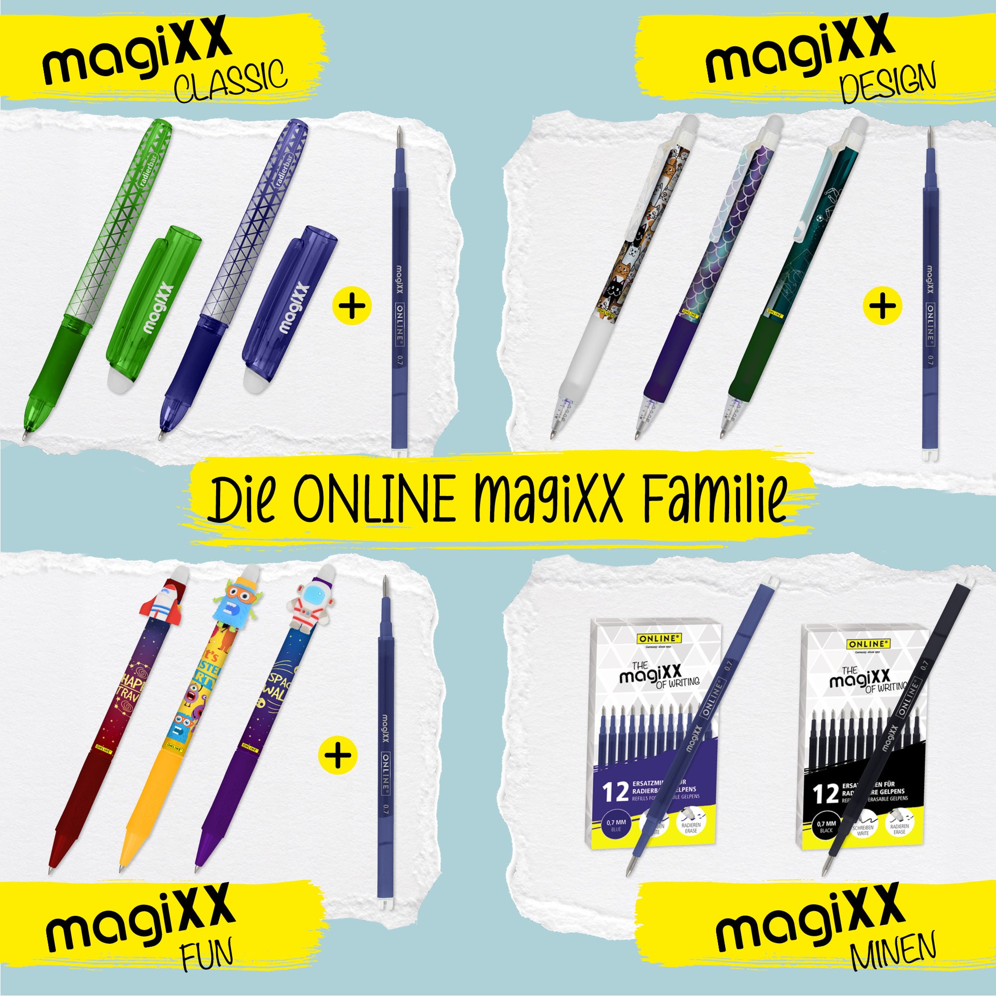 Erasable refills for ONLINE magiXX gel-pens - 0,7 mm blue