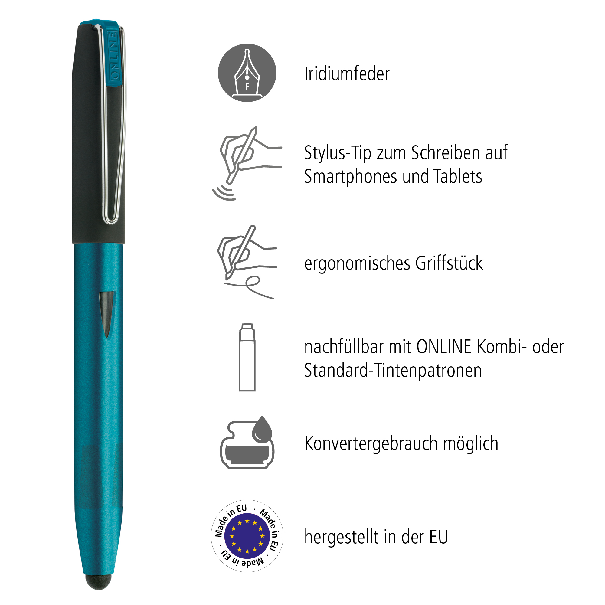 Fountain Pen Switch Plus Petrol, nib F (fine)