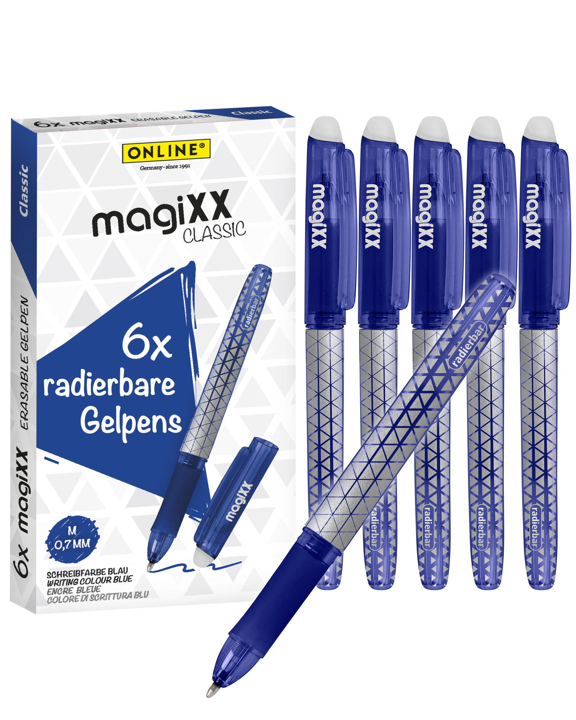 Erasable gel-pen ONLINE magiXX Classic blue, pack of 6 Erasable gel-pen ONLINE magiXX Classic blue, pack of 6