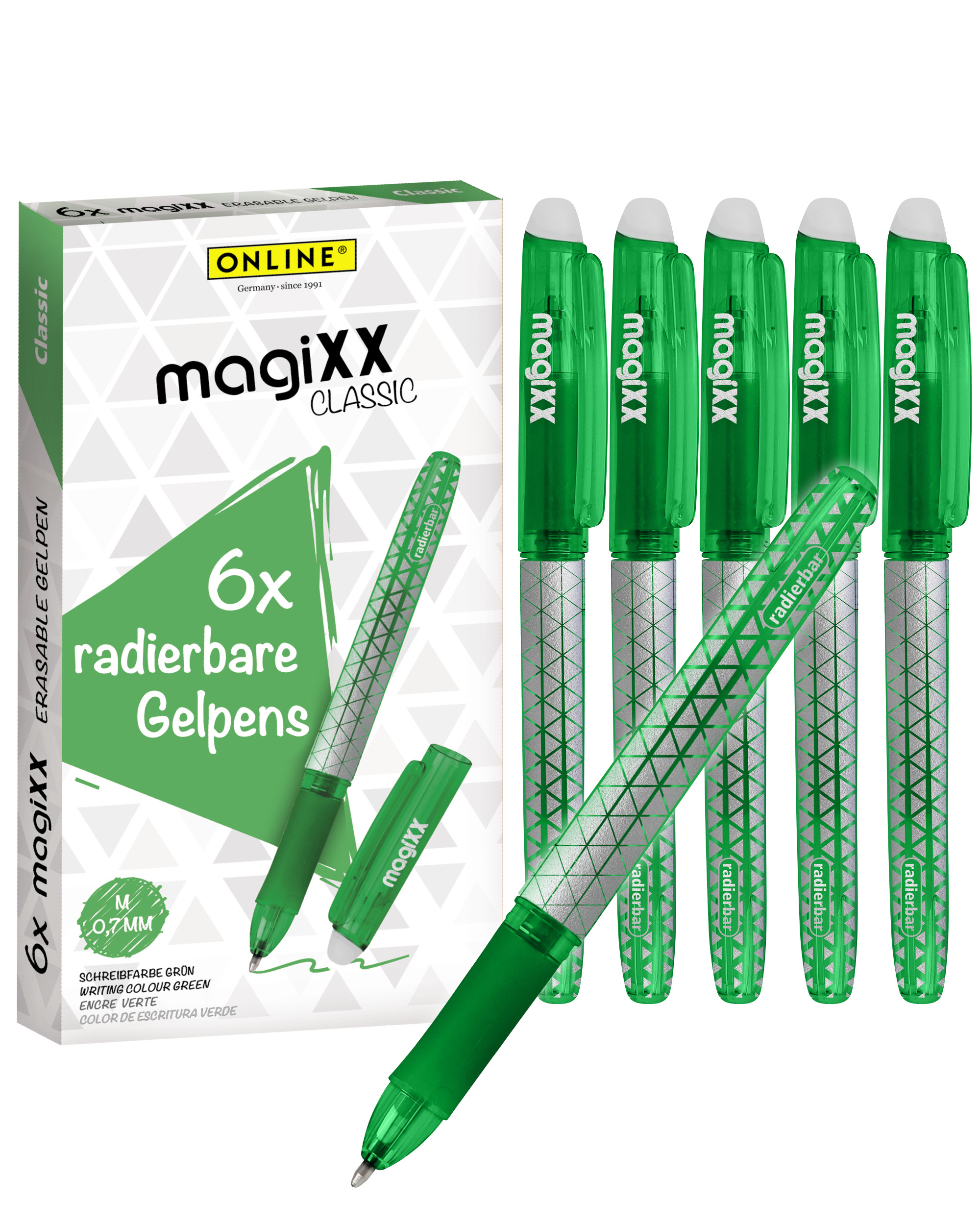 Erasable gel-pen ONLINE magiXX Classic green, pack of 6 Erasable gel-pen ONLINE magiXX Classic green, pack of 6