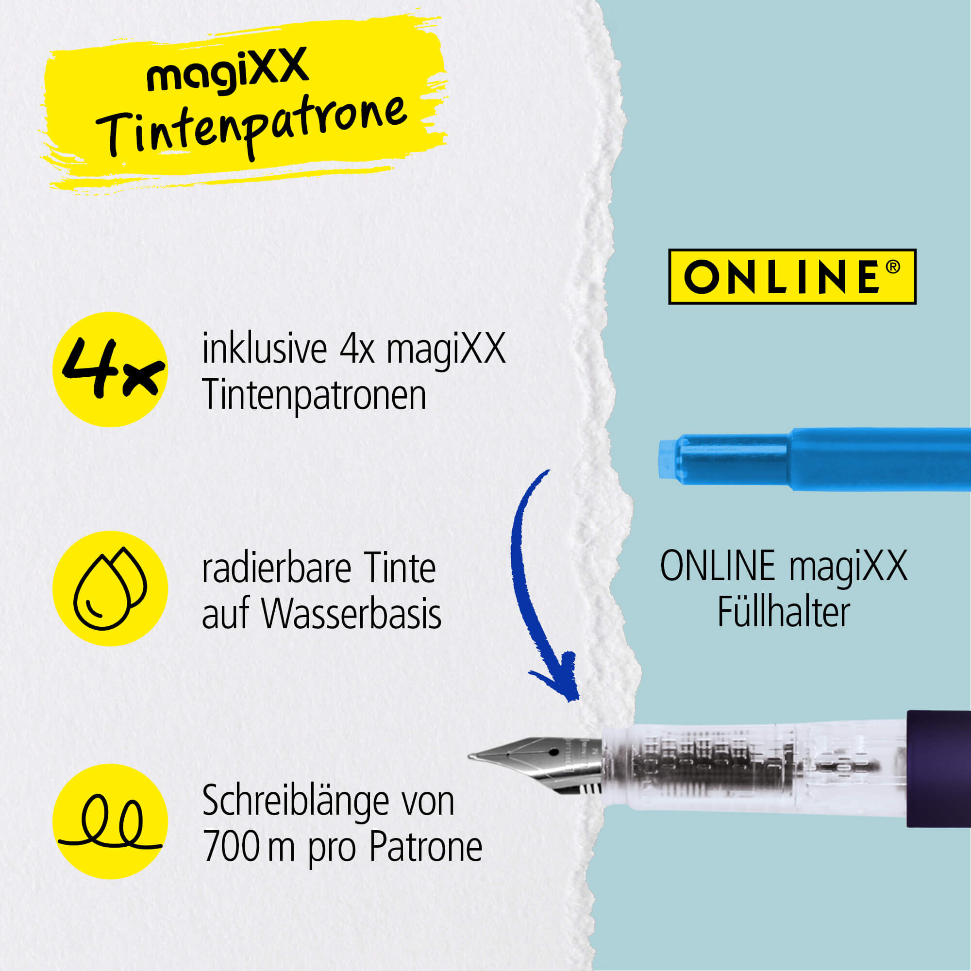 Radierbarer Füller ONLINE magiXX Lavender inkl. Tintenpatronen