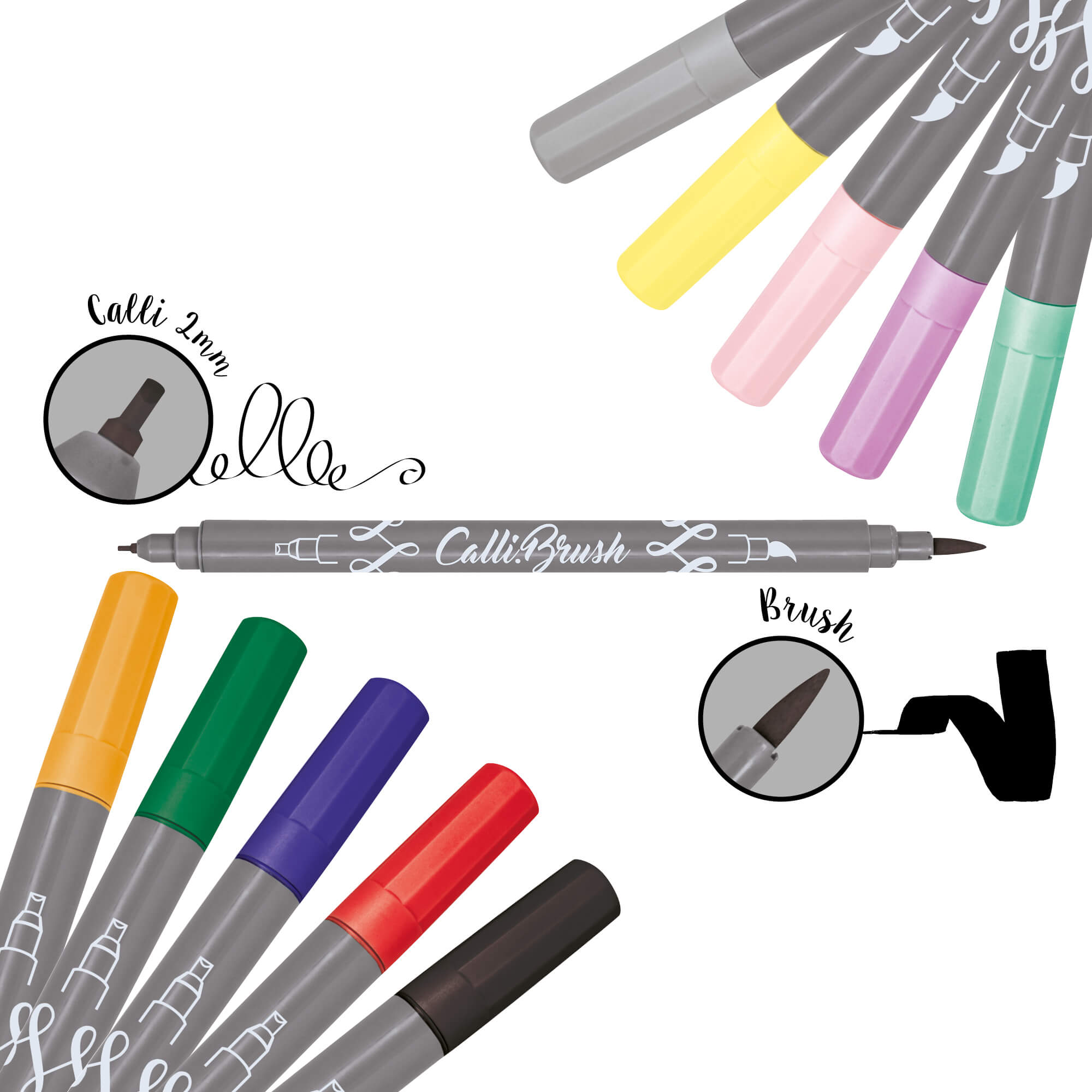 Brushlettering Set (Bullet Journal + 10 Calli.Brush Pens)