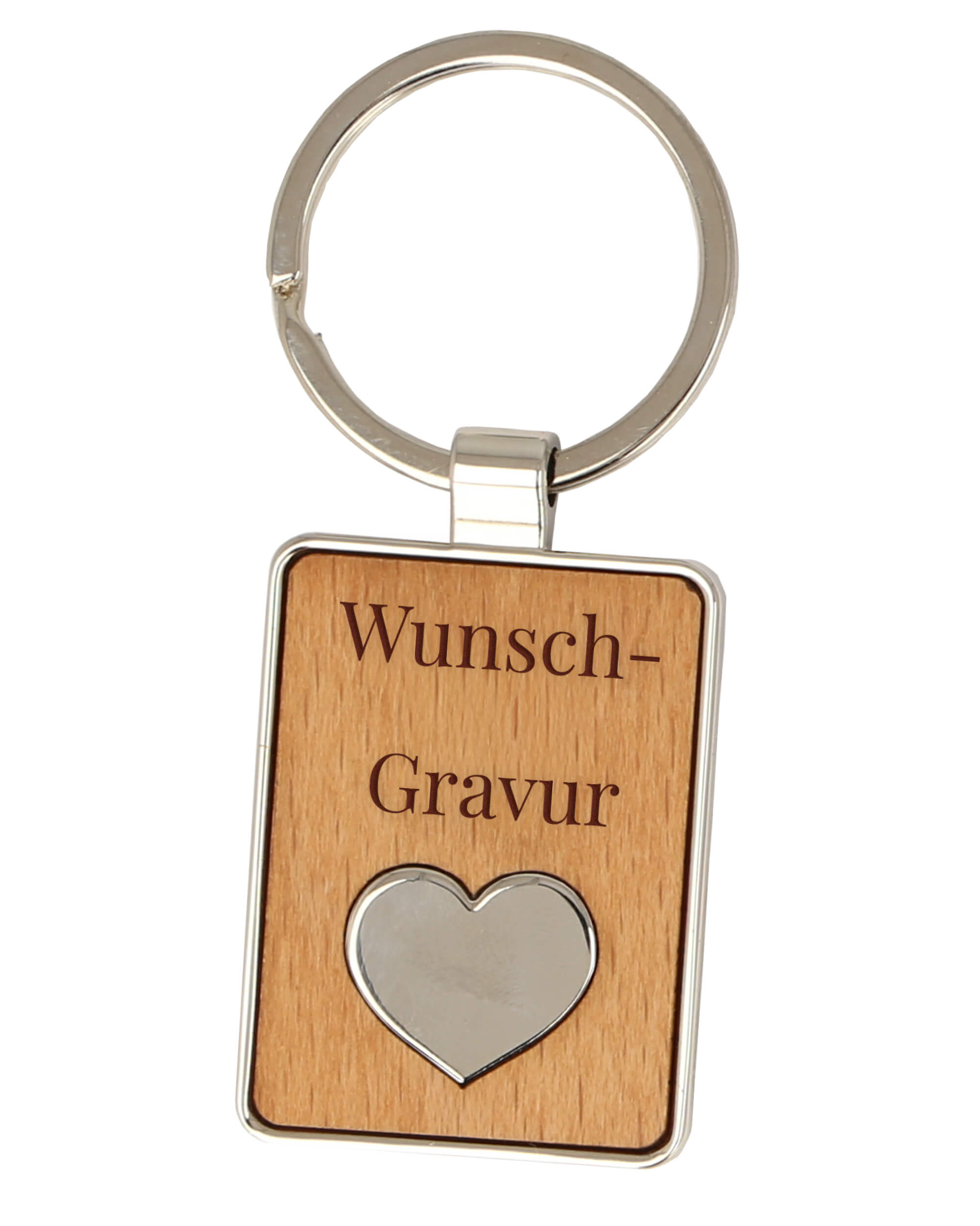 ONLINE Personalized wooden key ring with metal heart, key ring to design yourself with engraving