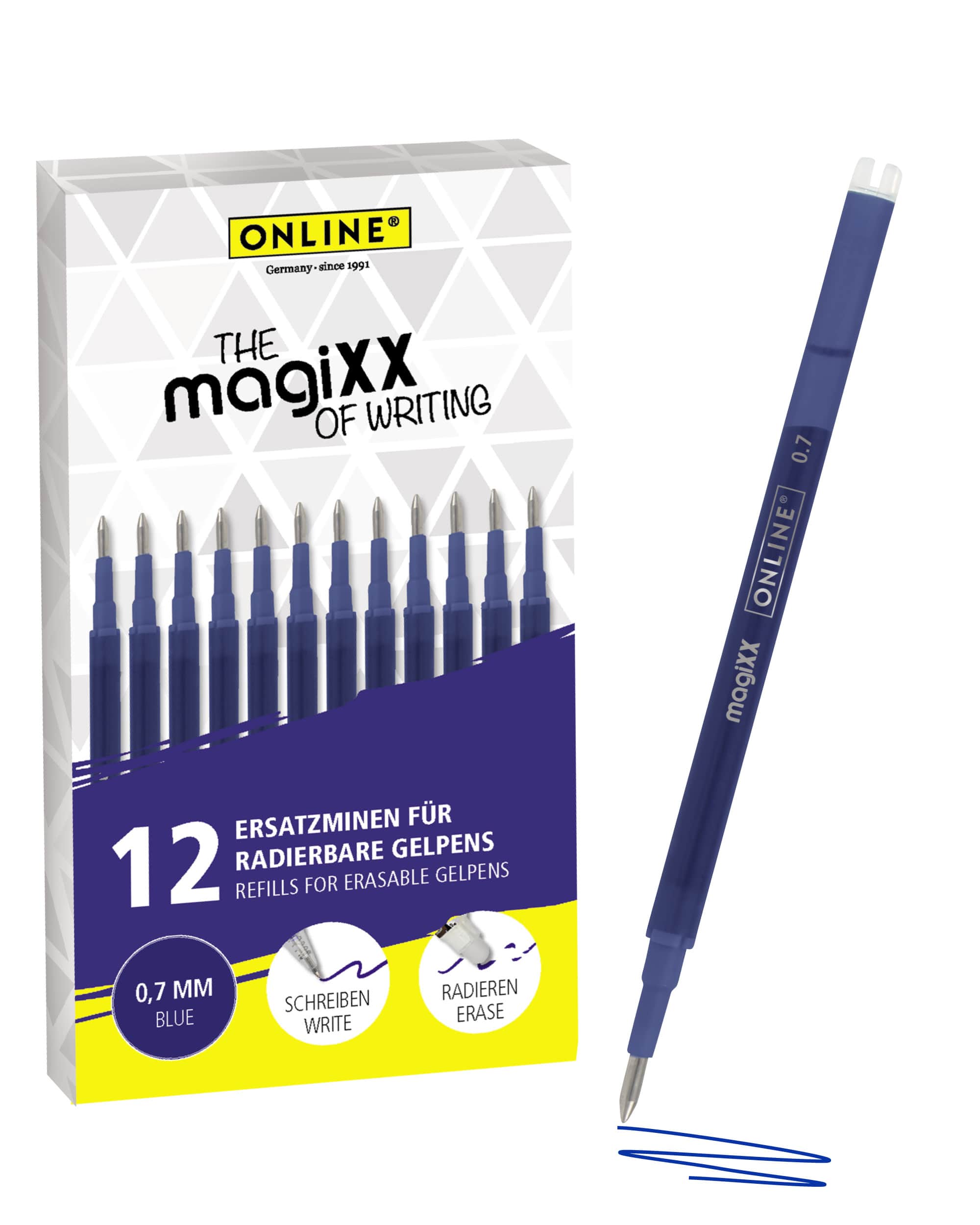 Erasable refills for ONLINE magiXX gel-pens - 0,7 mm blue Erasable refills for ONLINE magiXX gel-pens - 0,7 mm blue
