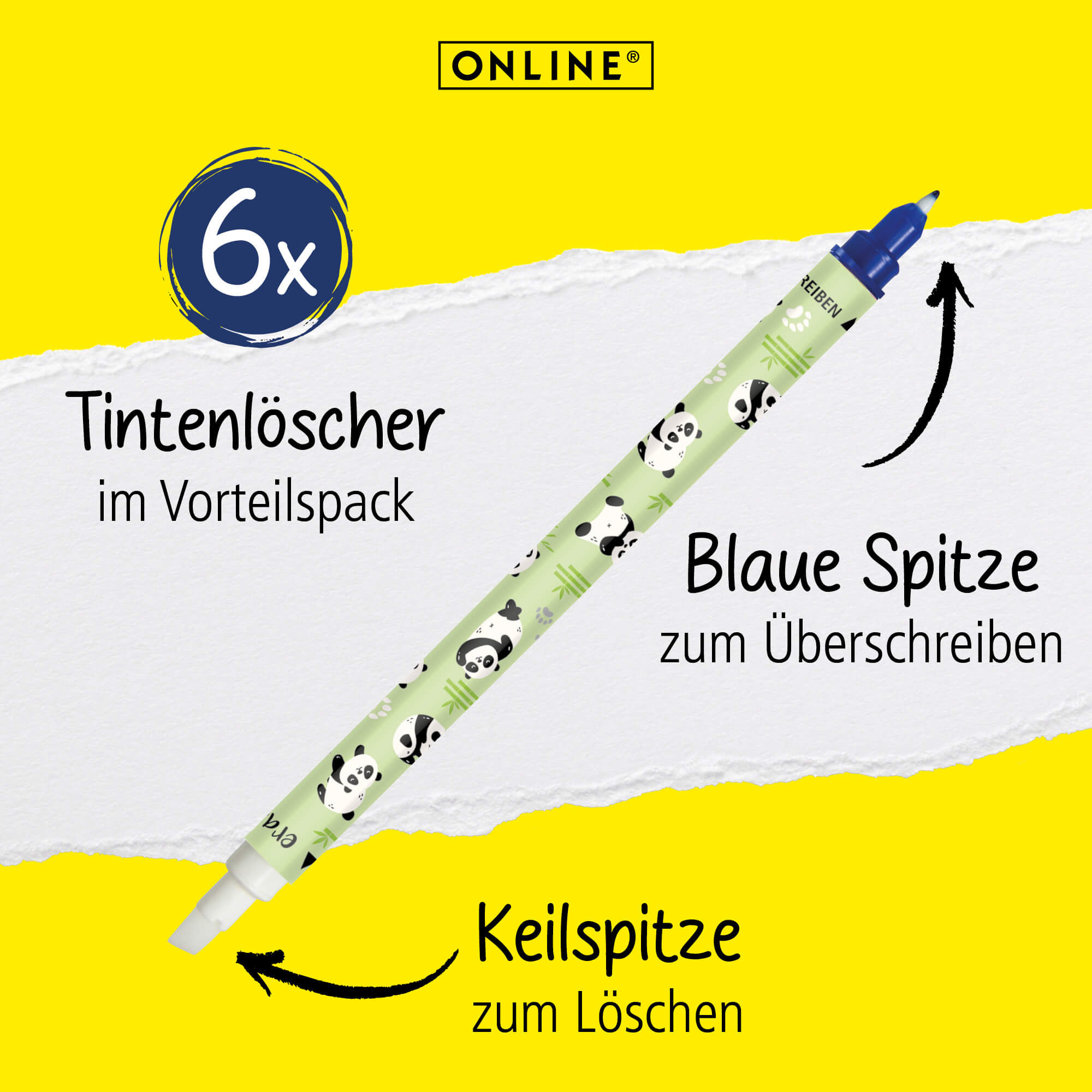 Vorteilspack Tintenlöscher Panda, 6 Stück