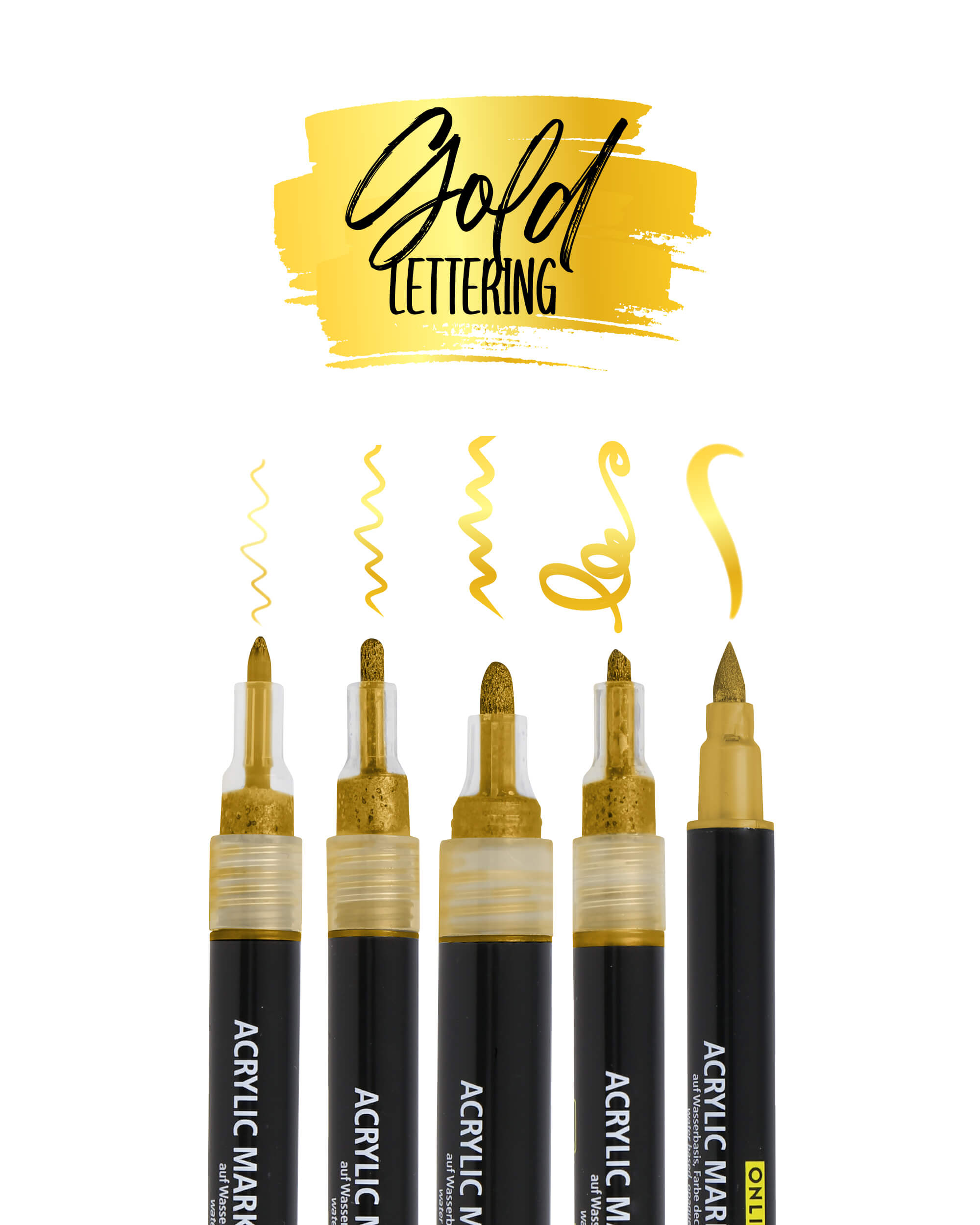 Gold Lettering Set - Fineliner and Brushpen Gold Lettering Set - Fineliner und Brushpen