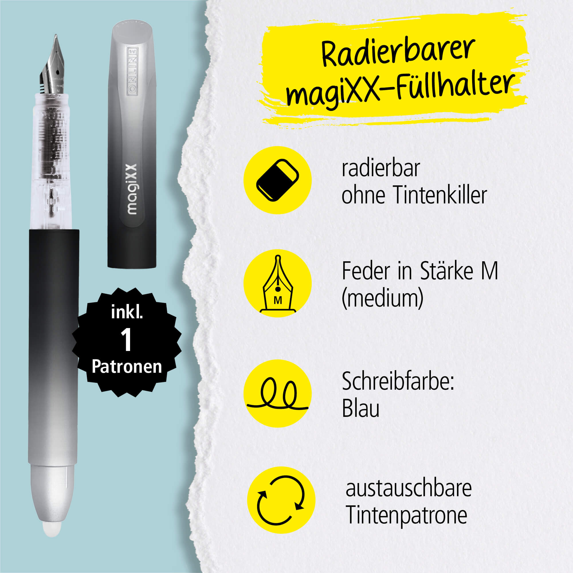 Radierbarer Füller ONLINE magiXX Dark Shadow Radierbarer Füller ONLINE magiXX Dark Shadow