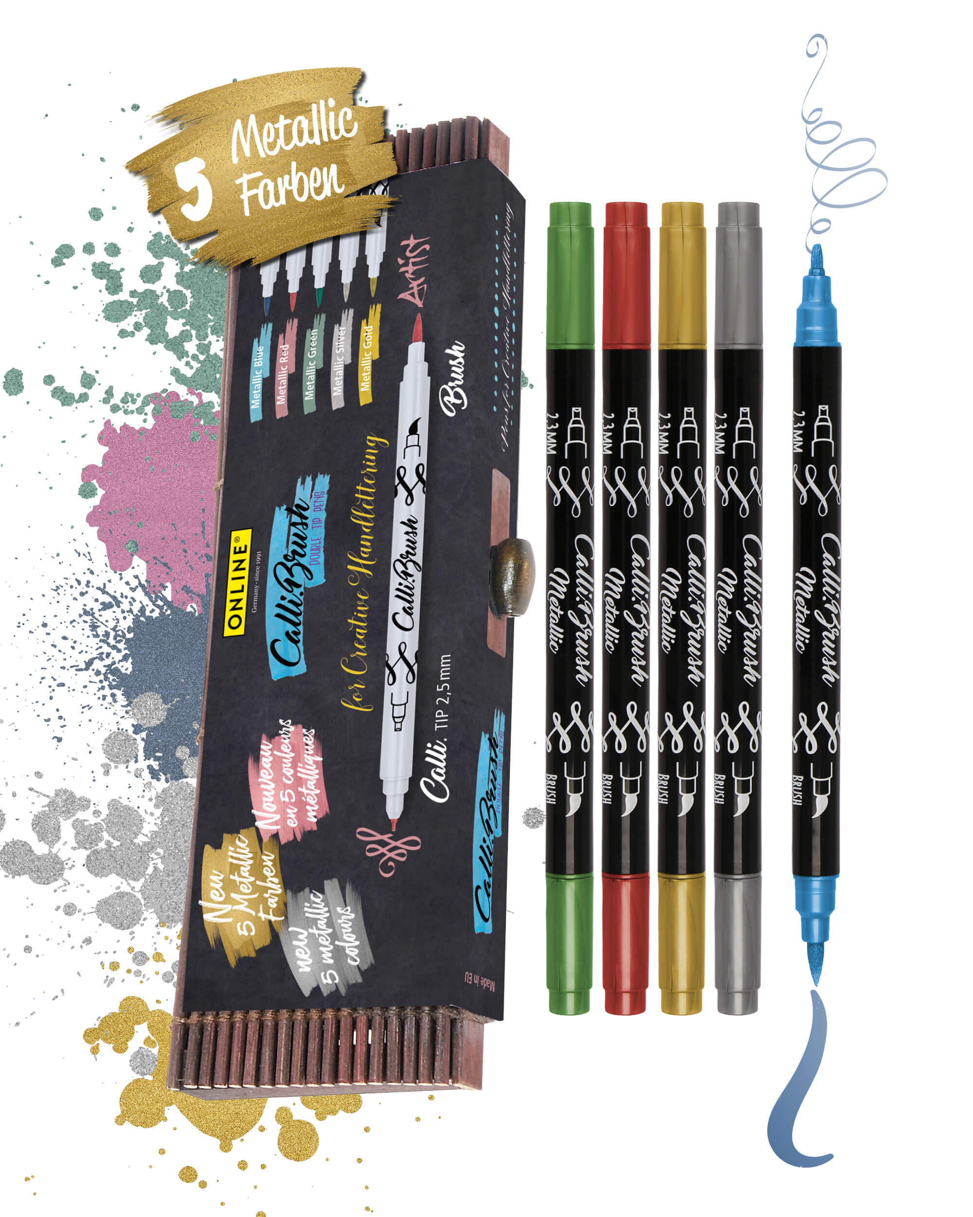 Calli.Brush Pen Metallic 5 pcs set
