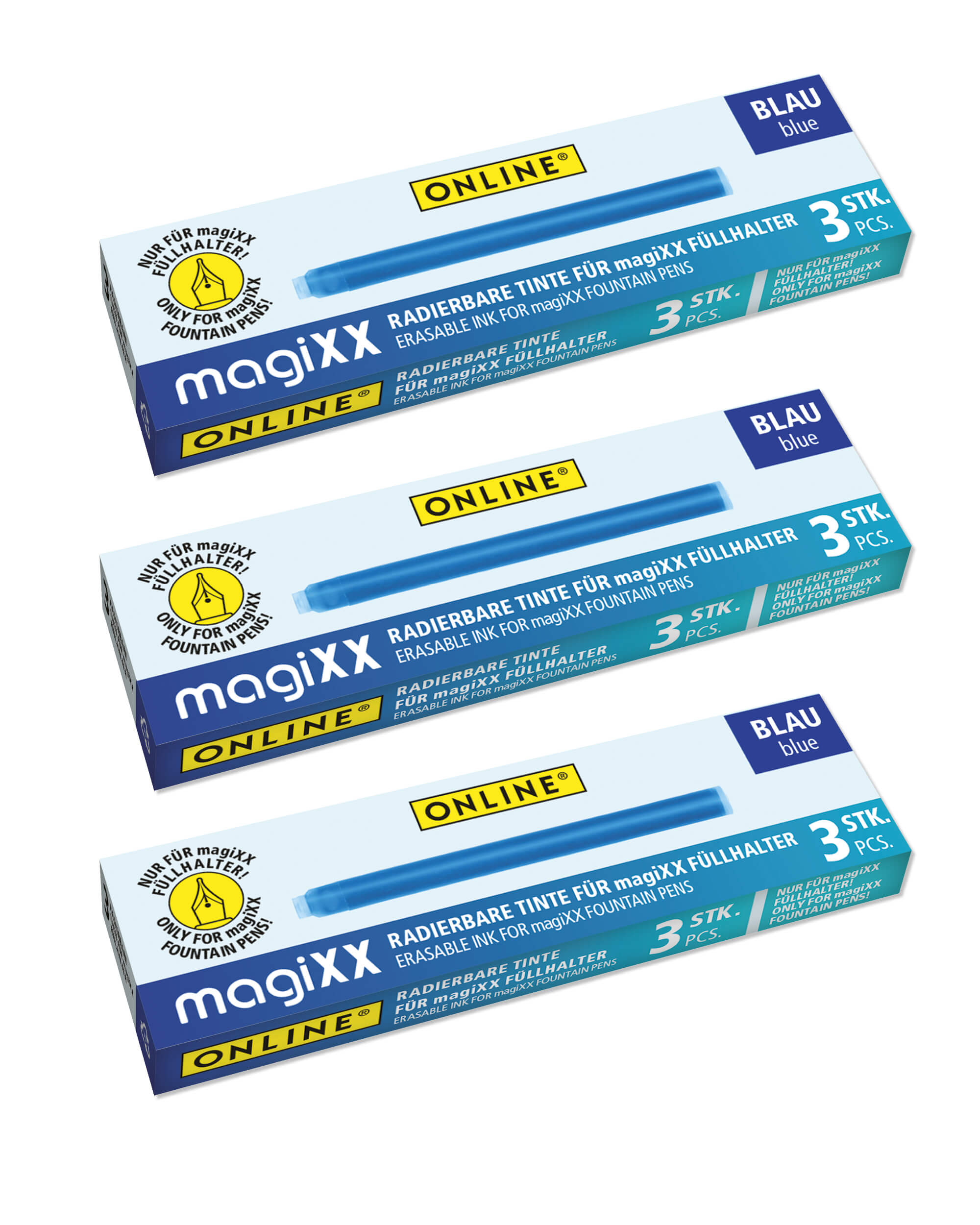 magiXX 9x erasable ink cartridges for magiXX Fountain Pen, Maxipack