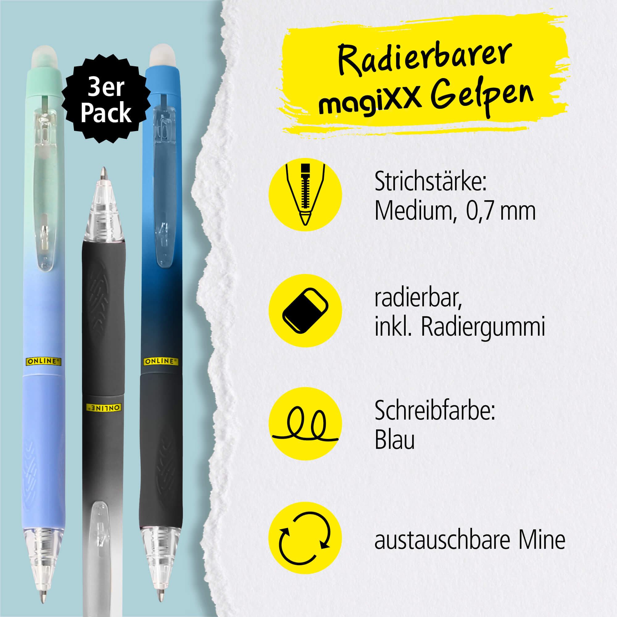 ONLINE Gelpen magiXX Design Fashion Boys, 3 Stk.