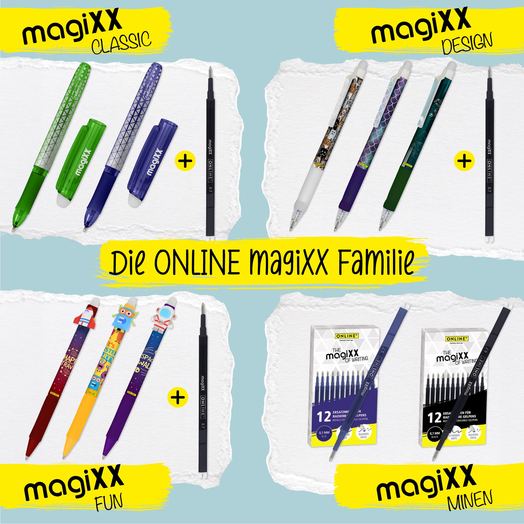 Erasable refills for ONLINE magiXX gel-pens - 0,7 mm black