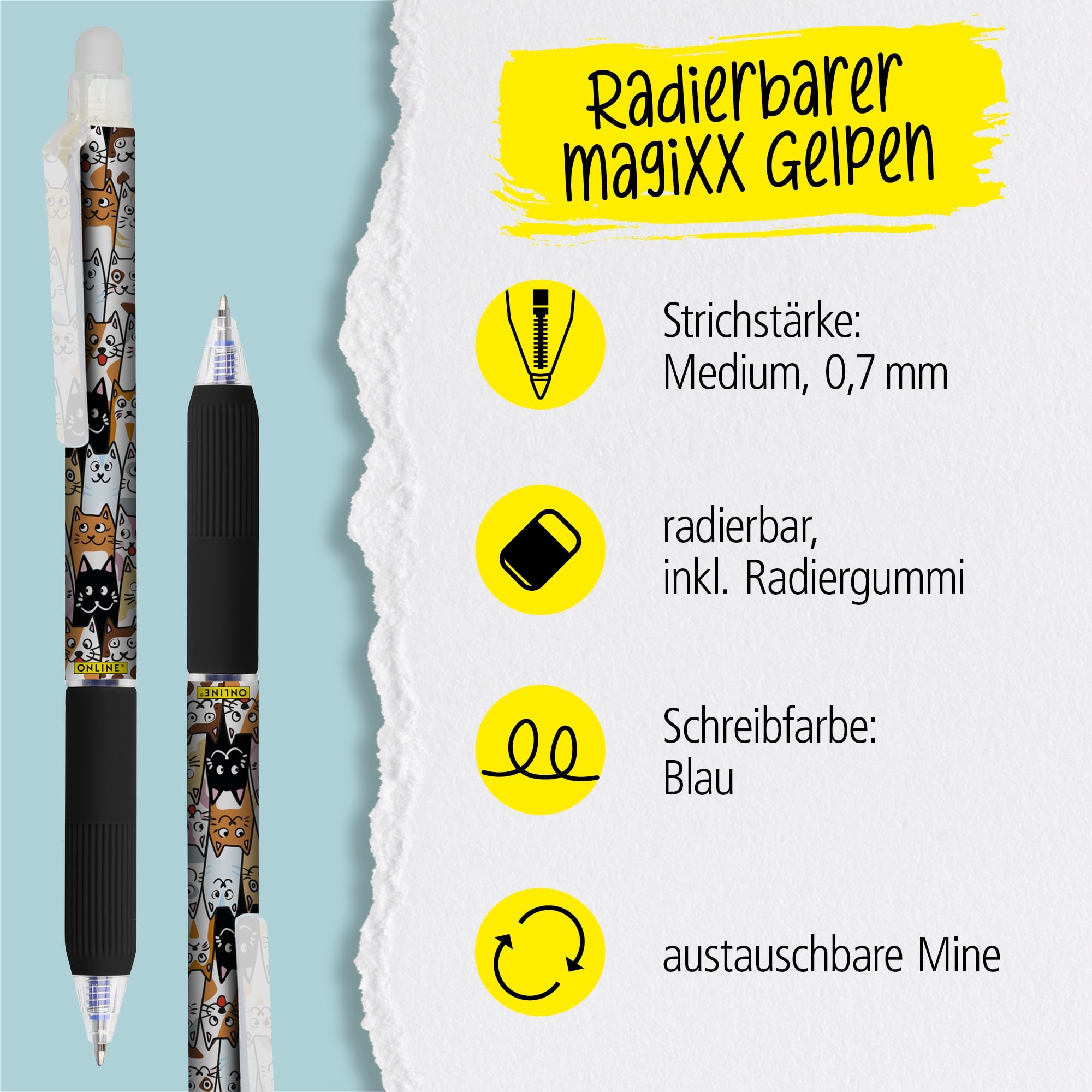 Erasable gel pen ONLINE magiXX Design Fluffy Cats