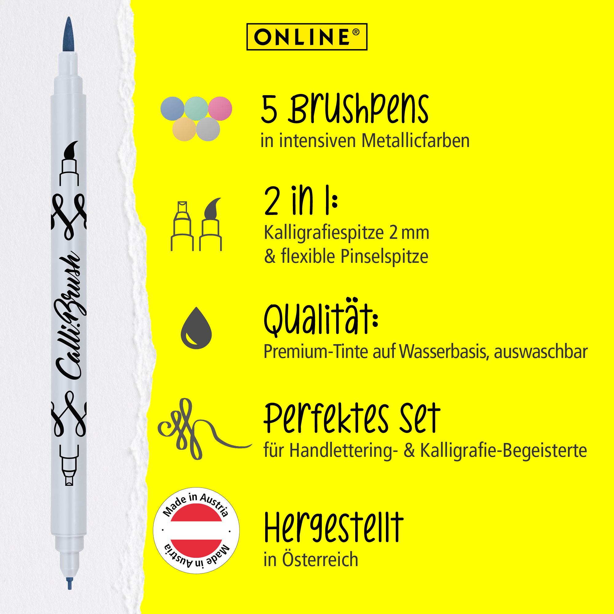 Calli.Brush Pen Metallic 5 pcs set