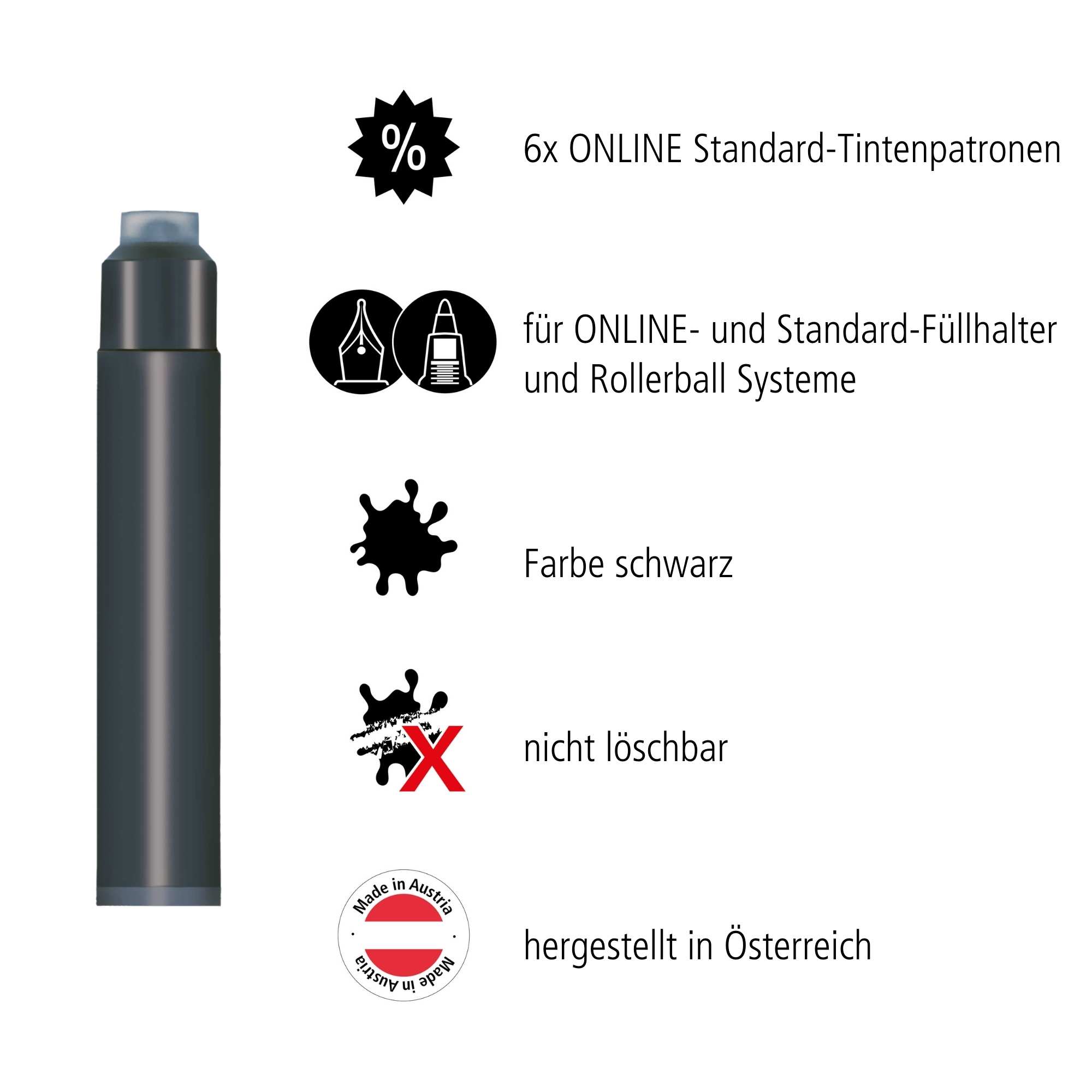 ONLINE Füller Tintenpatrone schwarz Informationen