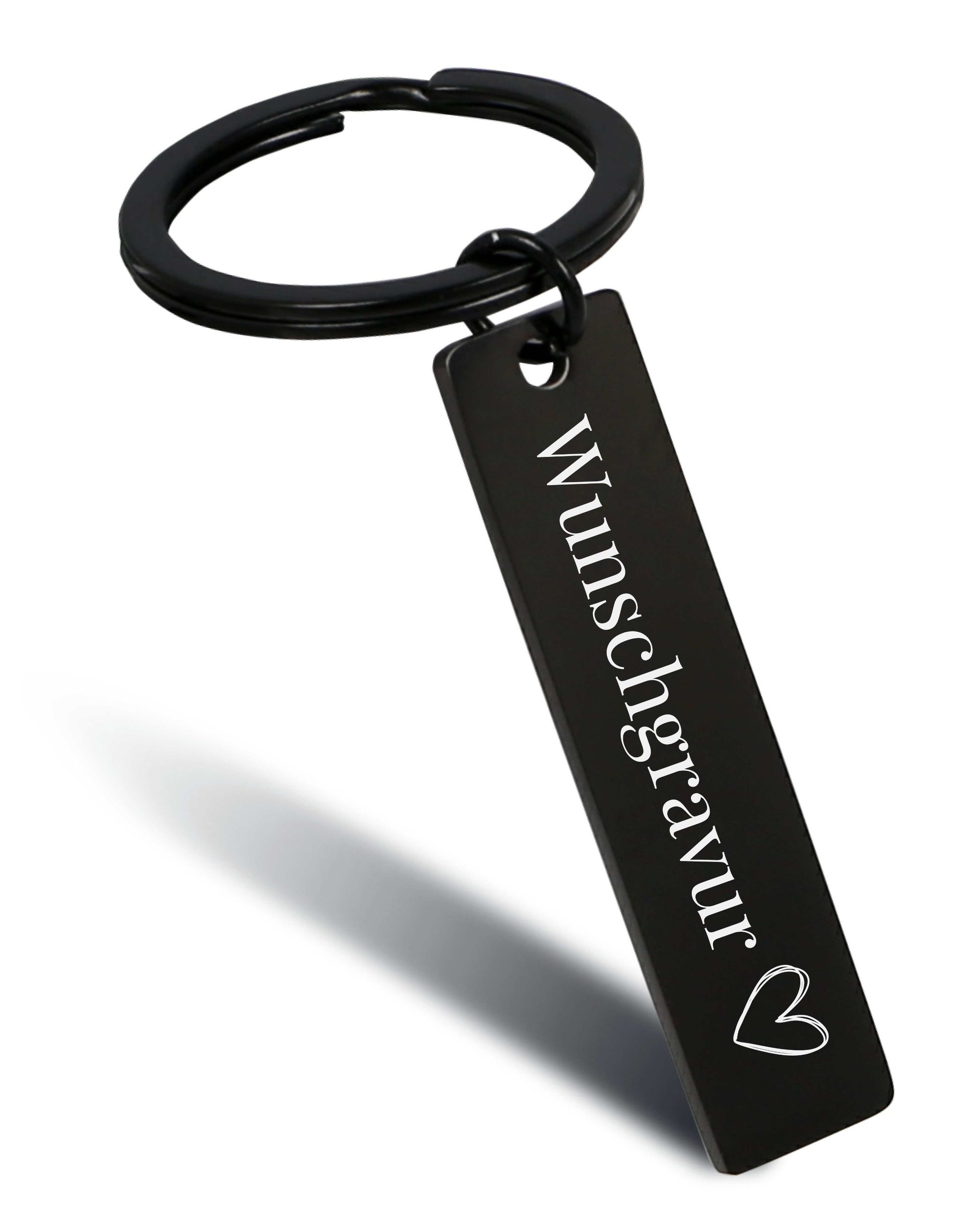 Schlüsselanhänger Plättchen Schwarz Personalisiert
