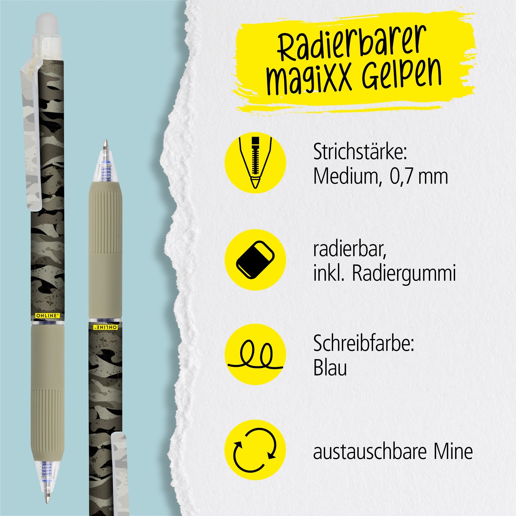 Erasable gel pen ONLINE magiXX Design Camouflage