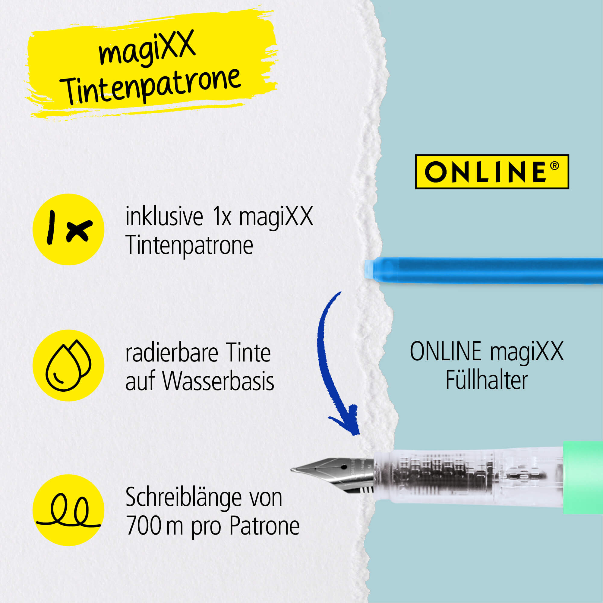 Radierbarer Füller ONLINE magiXX Turquoise Dream Radierbarer Füller ONLINE magiXX Turquoise Dream