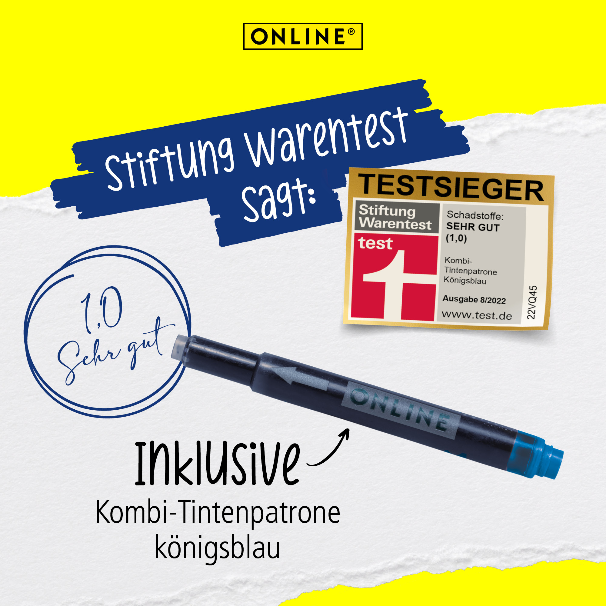 Inklusive Kombi-Tintenpatrone königsblau