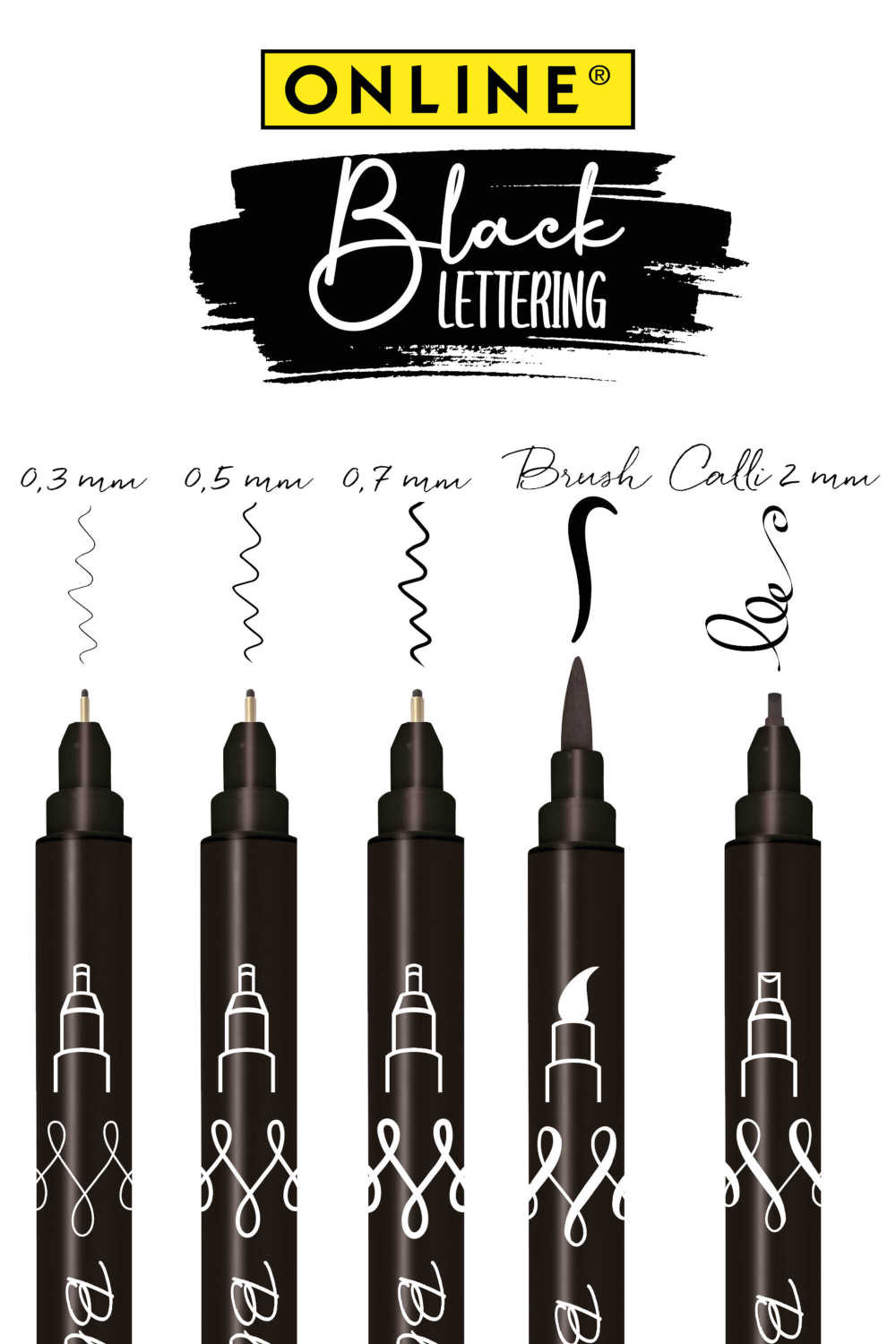 Online Black Lettering 5-er Set