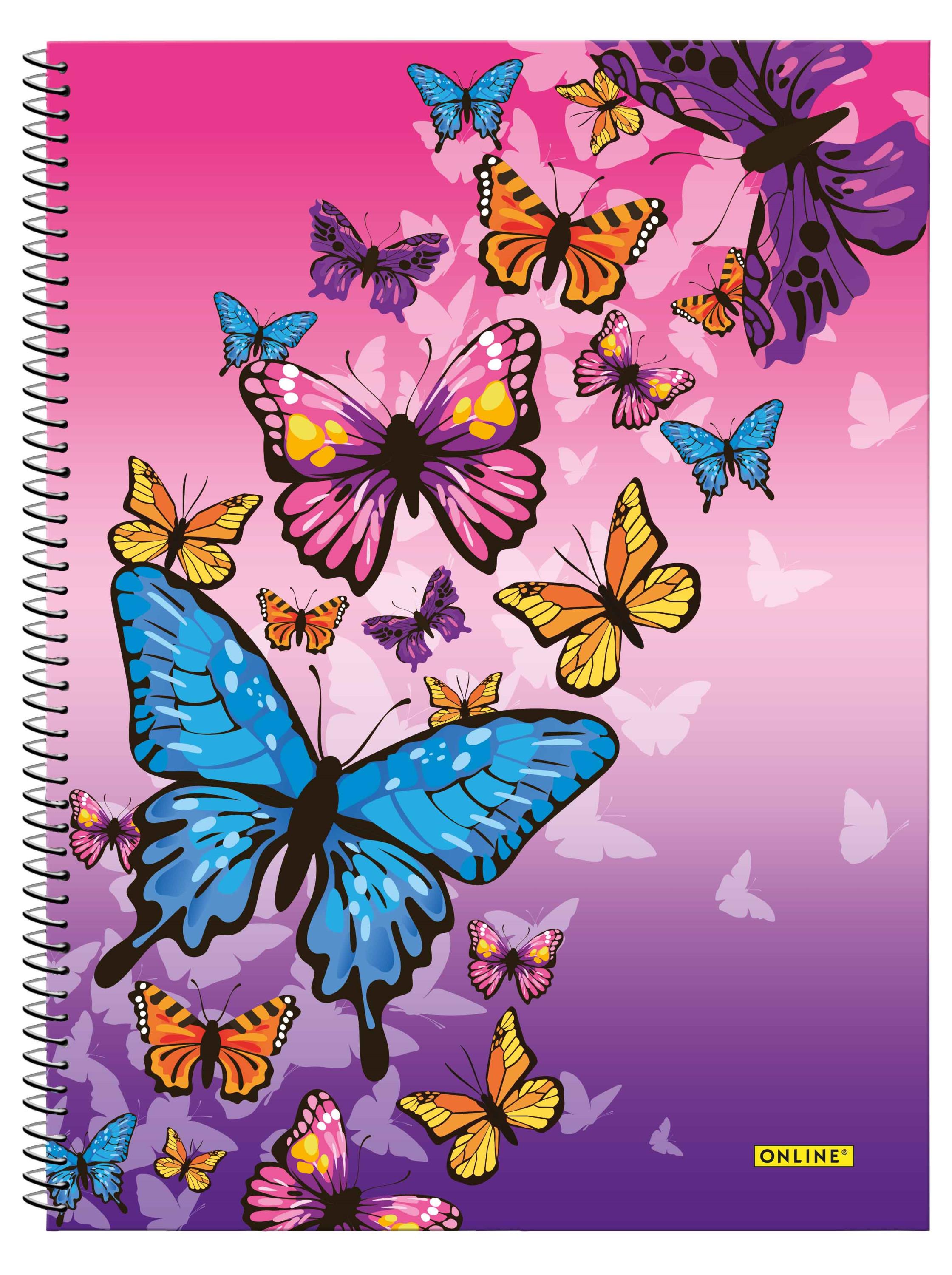 Spiral Notepad, DIN A4, squared, 80 sheets, Butterfly