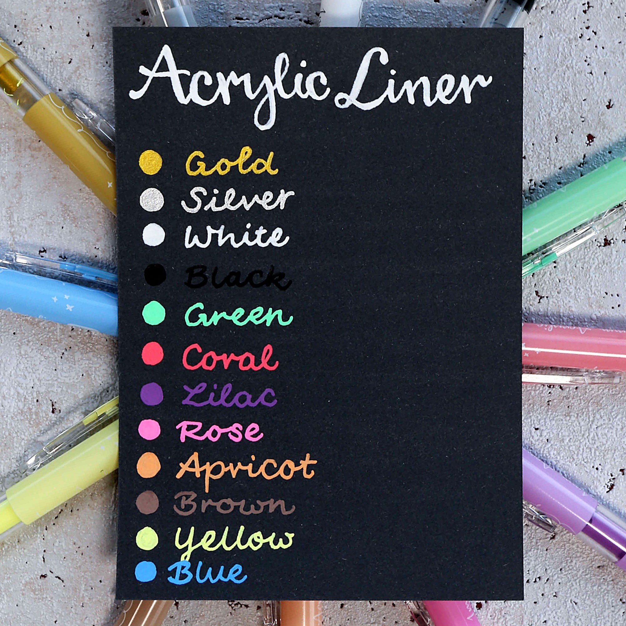 Acrylic Liner Fashion, Pastel Colours, 6 pens