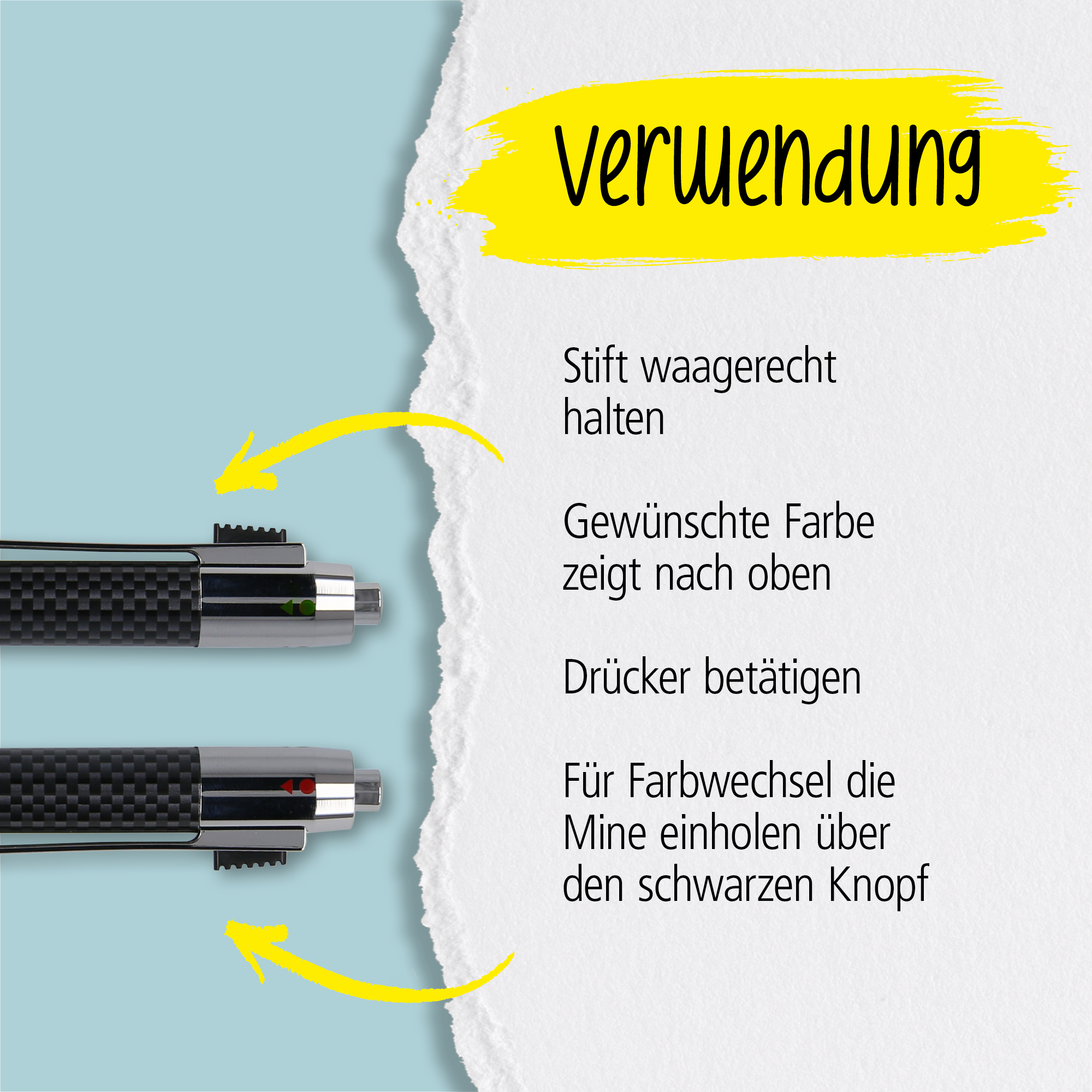 Carbon 4-Farb-Kugelschreiber inkl. Ersatzminen