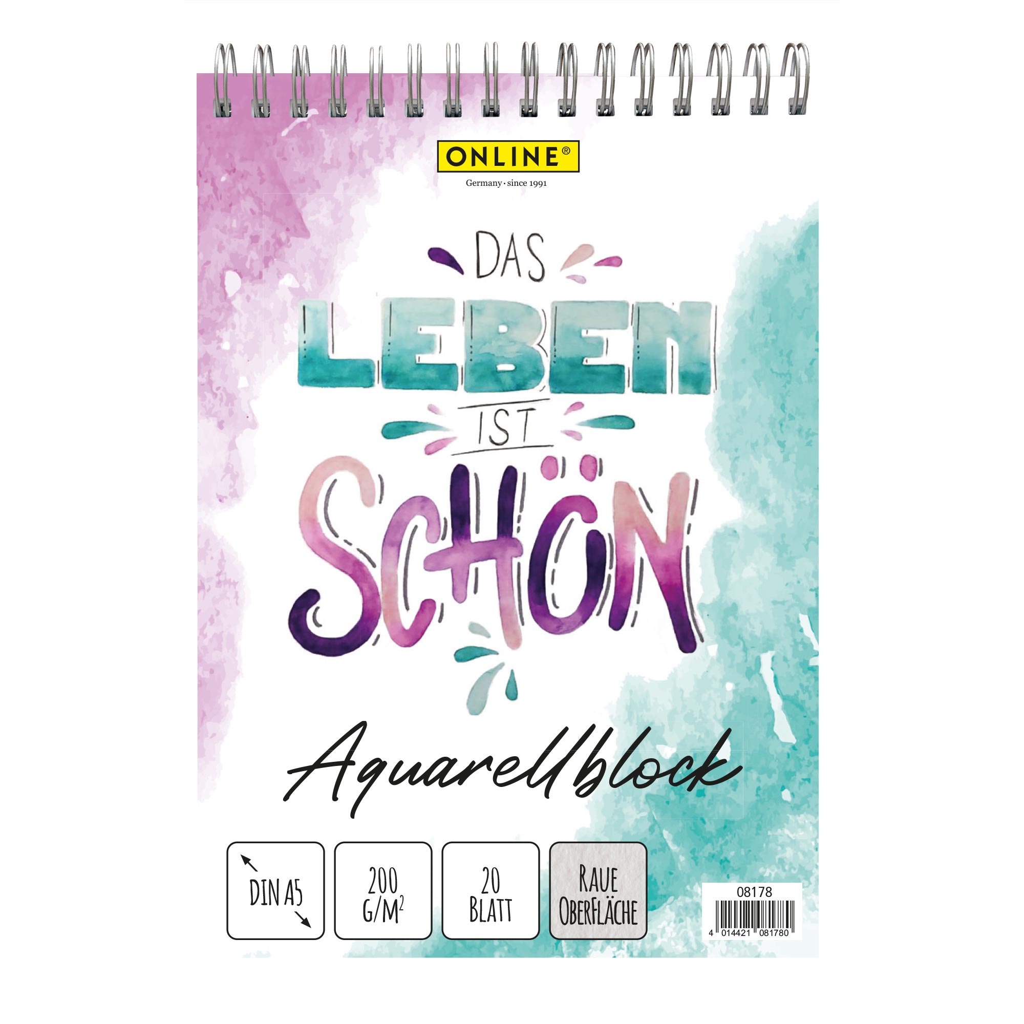 ONLINE watercolour sketch pad DIN A4, 20 sheets ONLINE Aquarellblock DIN A5