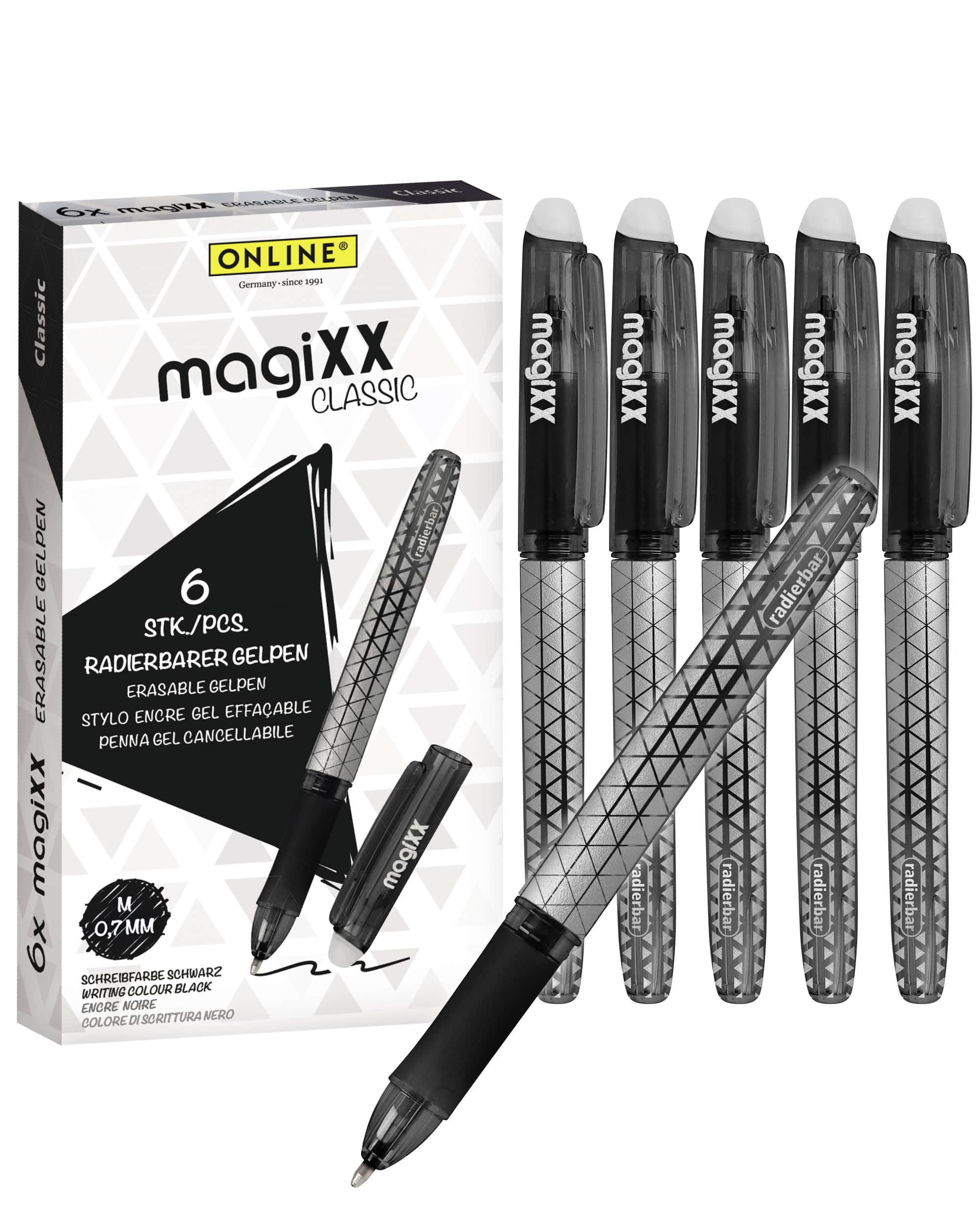 Erasable gel-pen ONLINE magiXX Classic black, pack of 6 Erasable gel-pen ONLINE magiXX Classic black, pack of 6
